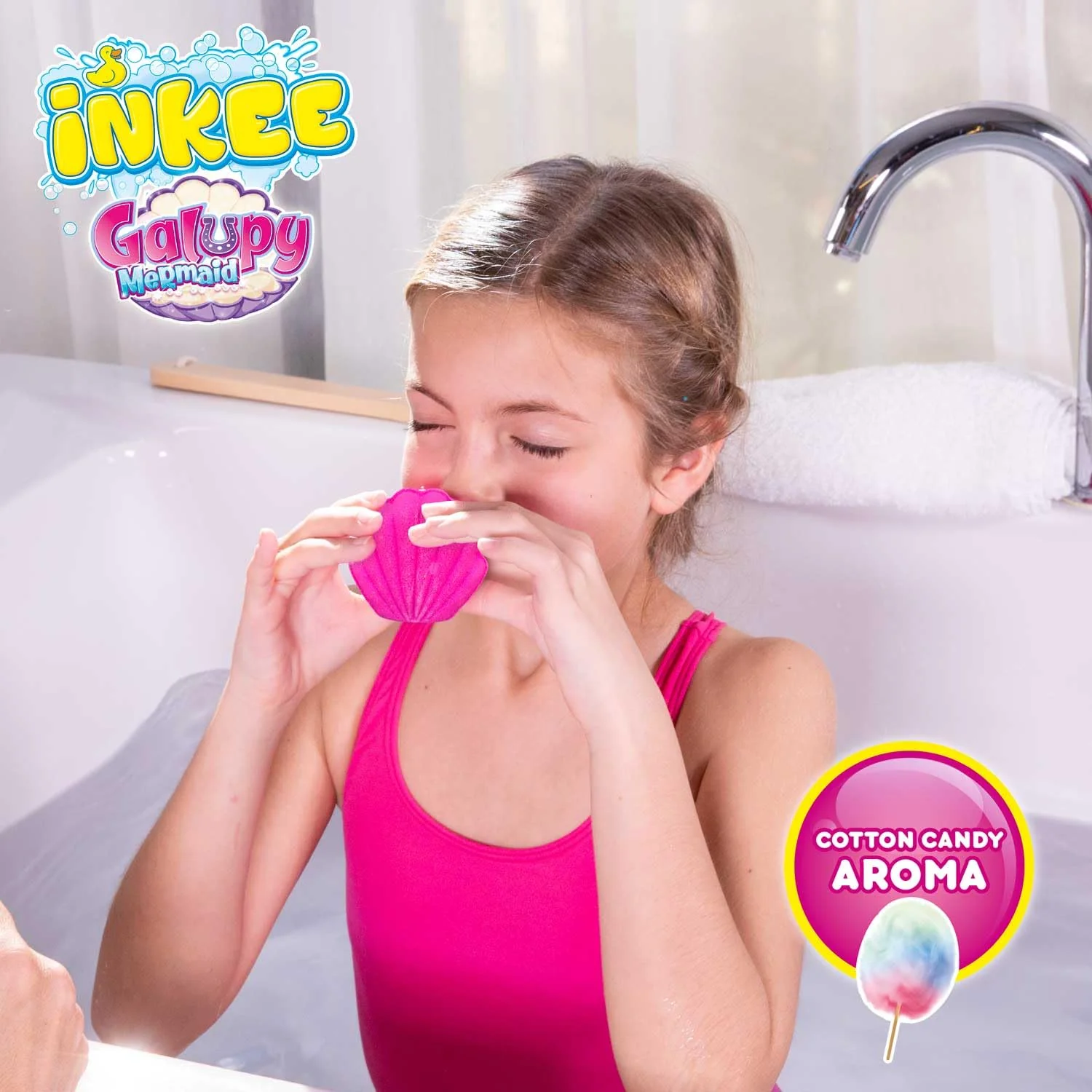 INKEE Surprise GALUPY MERMAID | Einhorn Badebombe mit Überraschung, Kinder Badekugeln in Muschelform mit Meerjungfrau Figuren & Zuckerwatte Aroma - Image 5