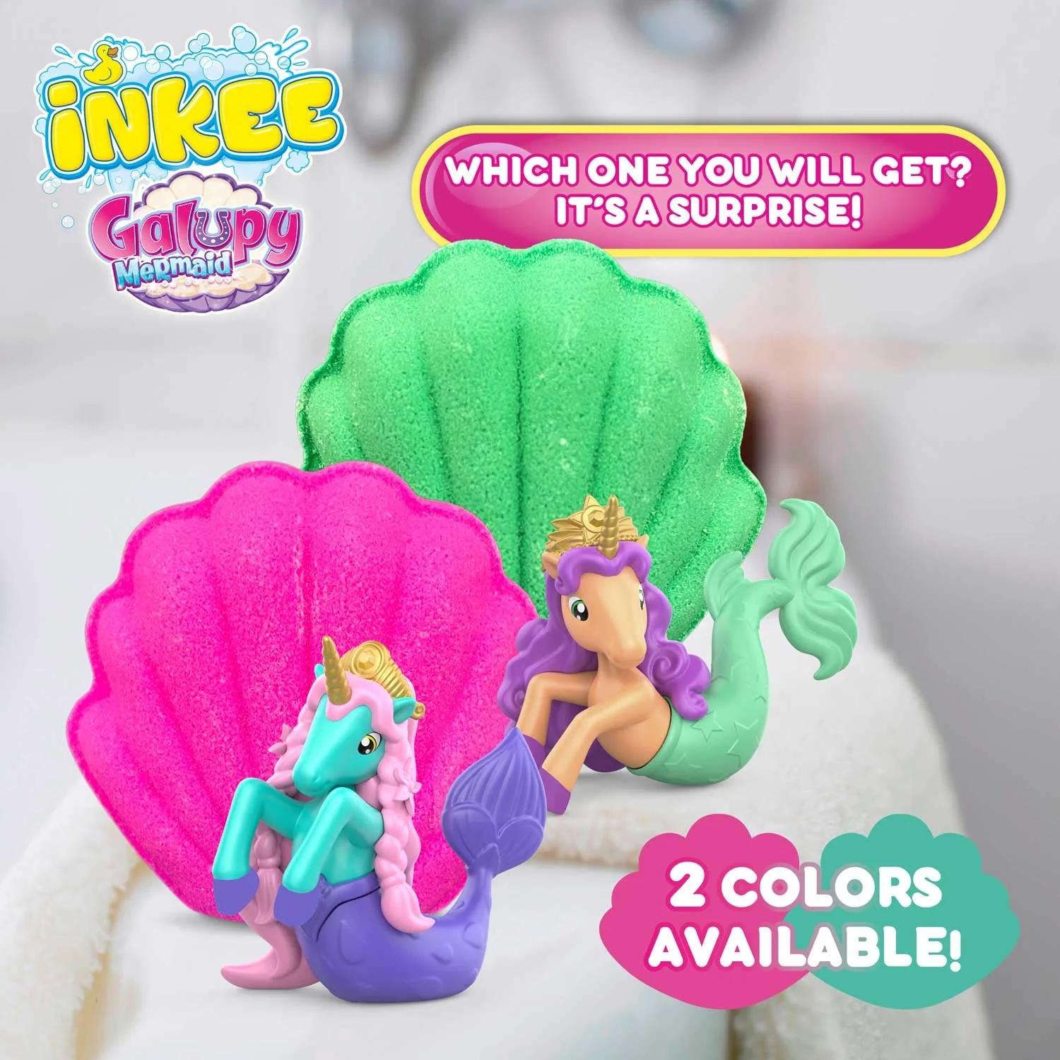 INKEE Surprise GALUPY MERMAID | Einhorn Badebombe mit Überraschung, Kinder Badekugeln in Muschelform mit Meerjungfrau Figuren & Zuckerwatte Aroma - Image 8