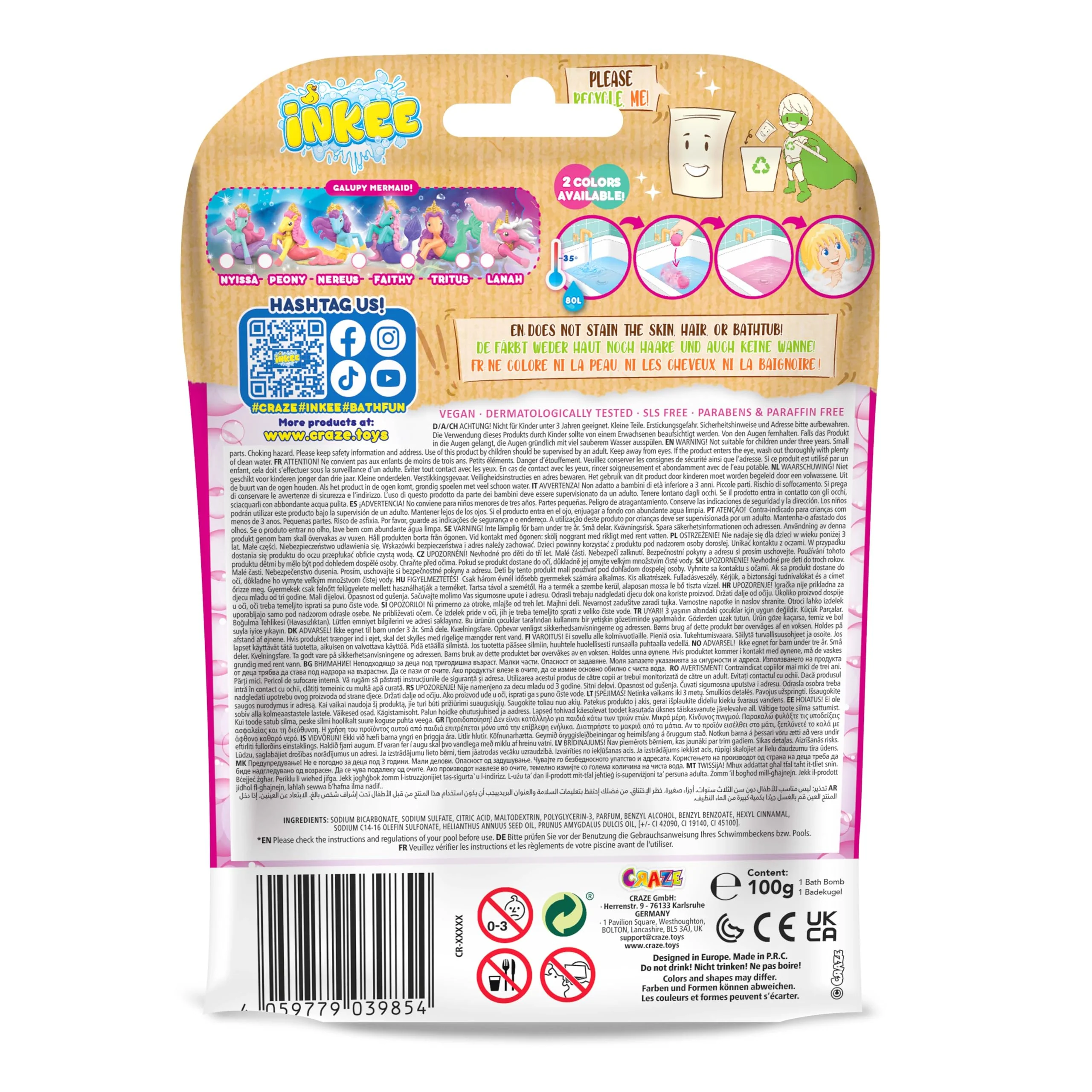 INKEE UNICORN | Badebombe Kinder mit Überraschung, Badekugel 100g mit Einhornfiguren, Pop-corn Duft - Image 7