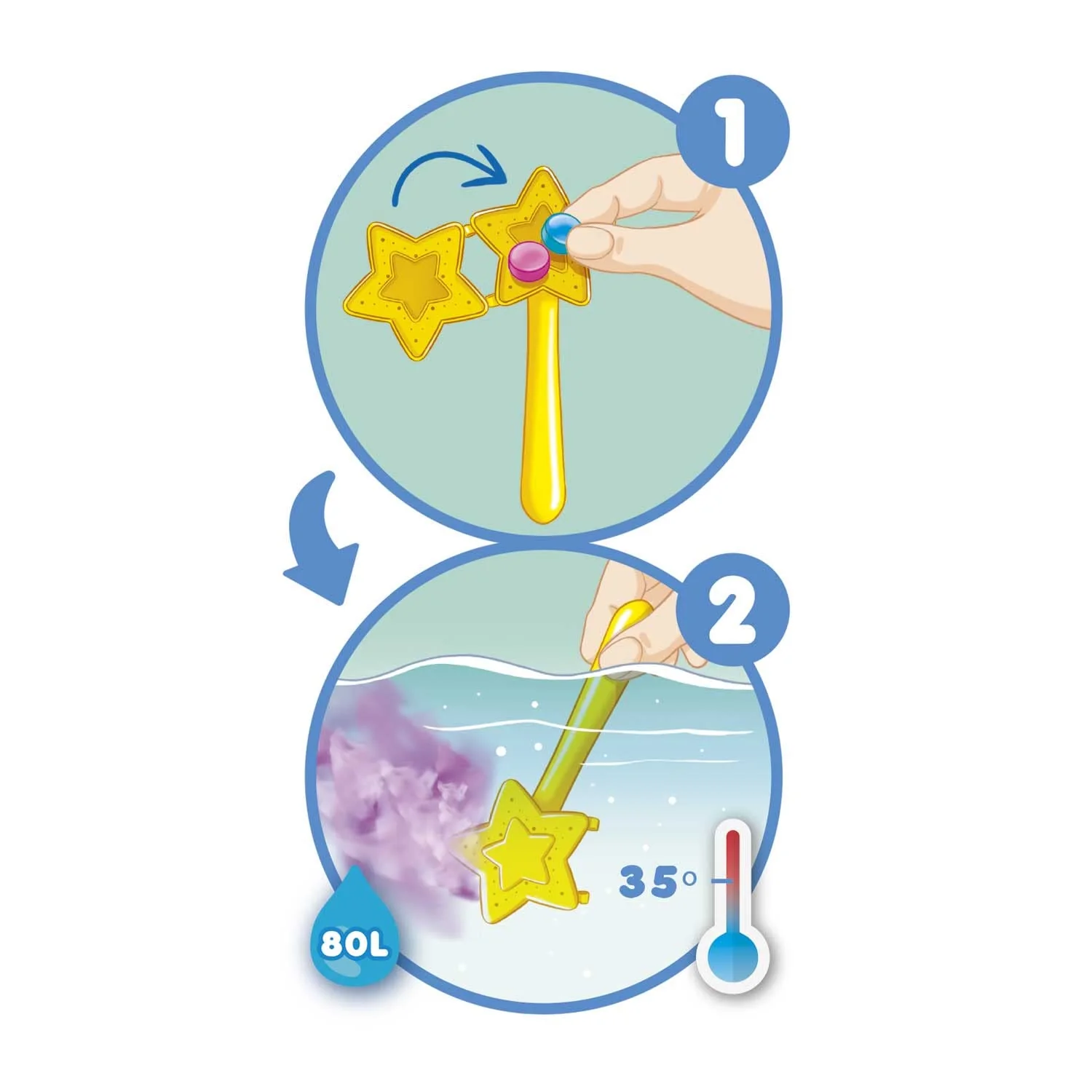 INKEE Wand Star | Stern-Zauberstab mit Kinder Badebomben , Badekugeln mit Badefarben für die Badewanne, Erdbeerduft - Image 8
