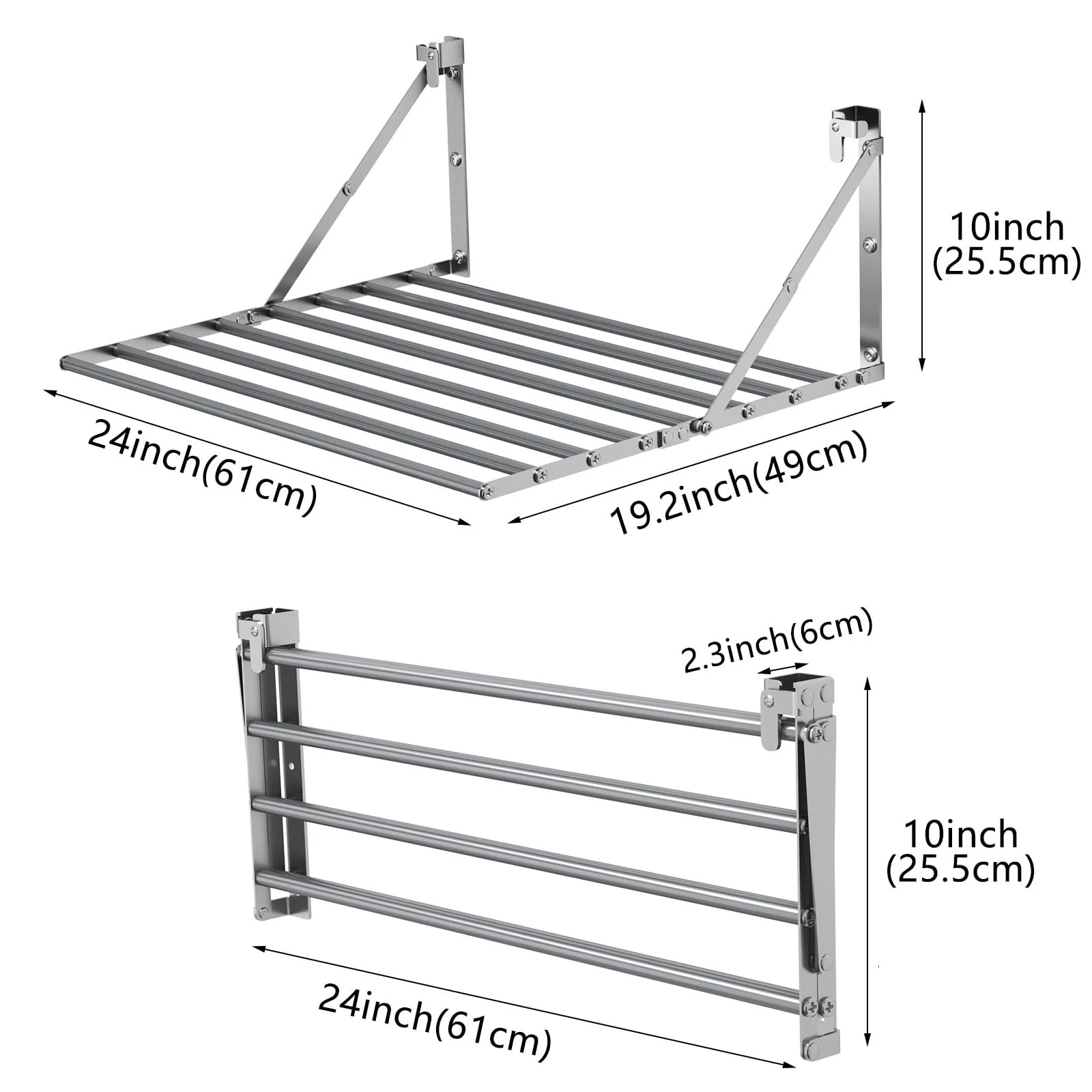 Innotic Wäscheständer Wandmontage Klappbar, Wasserdicht Wäschetrockner Wand Outdoor mit 8 Stangen groß Raum, Platzsparend Wäscheständer für außen Bad Balkon Waschraum - Image 5
