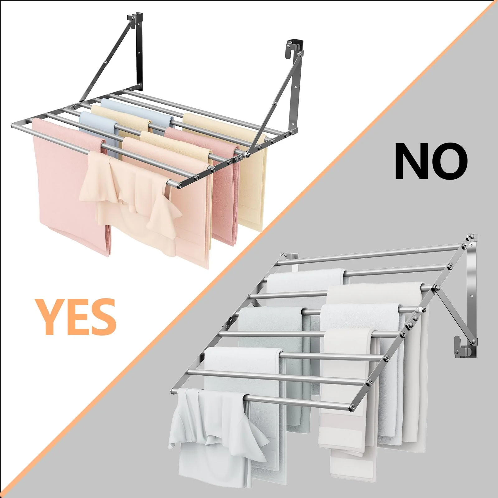 Innotic Wäscheständer Wandmontage Klappbar, Wasserdicht Wäschetrockner Wand Outdoor mit 8 Stangen groß Raum, Platzsparend Wäscheständer für außen Bad Balkon Waschraum - Image 6