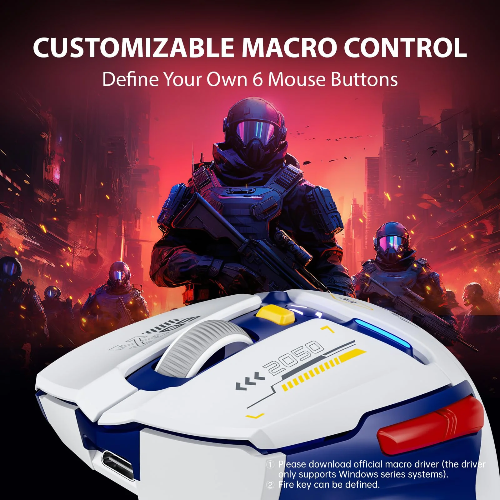 INPHIC IN9 Gaming Maus kabellos, echte Tri-Mode 2,4G Wireless/Type-C Wired/Bluetooth Maus, 10k DPl, vollständig programmierbar, RGB-Beleuchtung, Hyperspeed wiederaufladbare Funkmaus für Laptop PC,Blau - Image 7