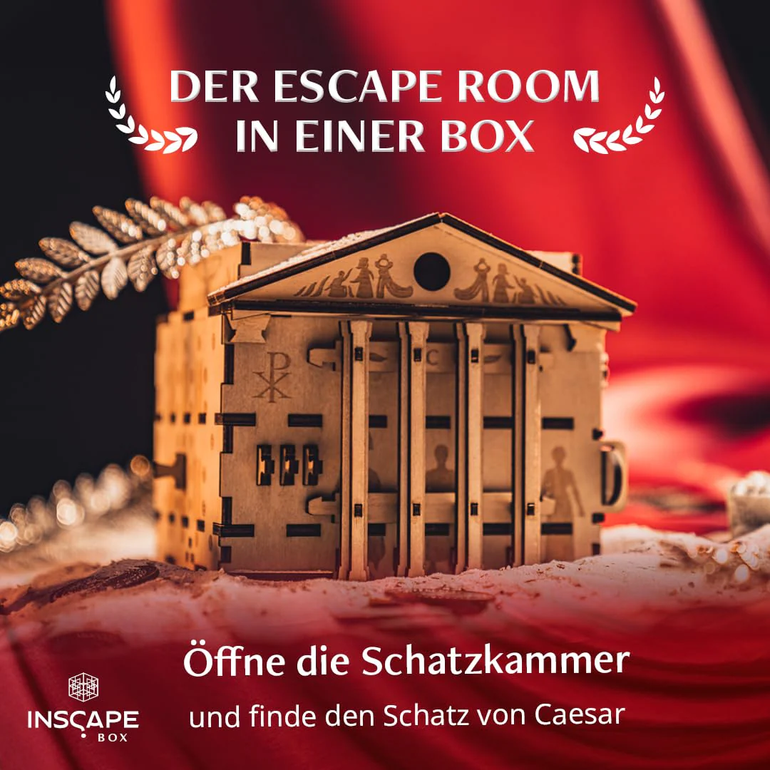 INSCAPE Caesar´s Riches - Rätselbox Holz - Puzzle Box - Escape Room Spiel Erwachsene und Kinder - Knobelspiele für Erwachsene - 3D Holzpuzzle - Cluebox - Denkspiele - Image 2