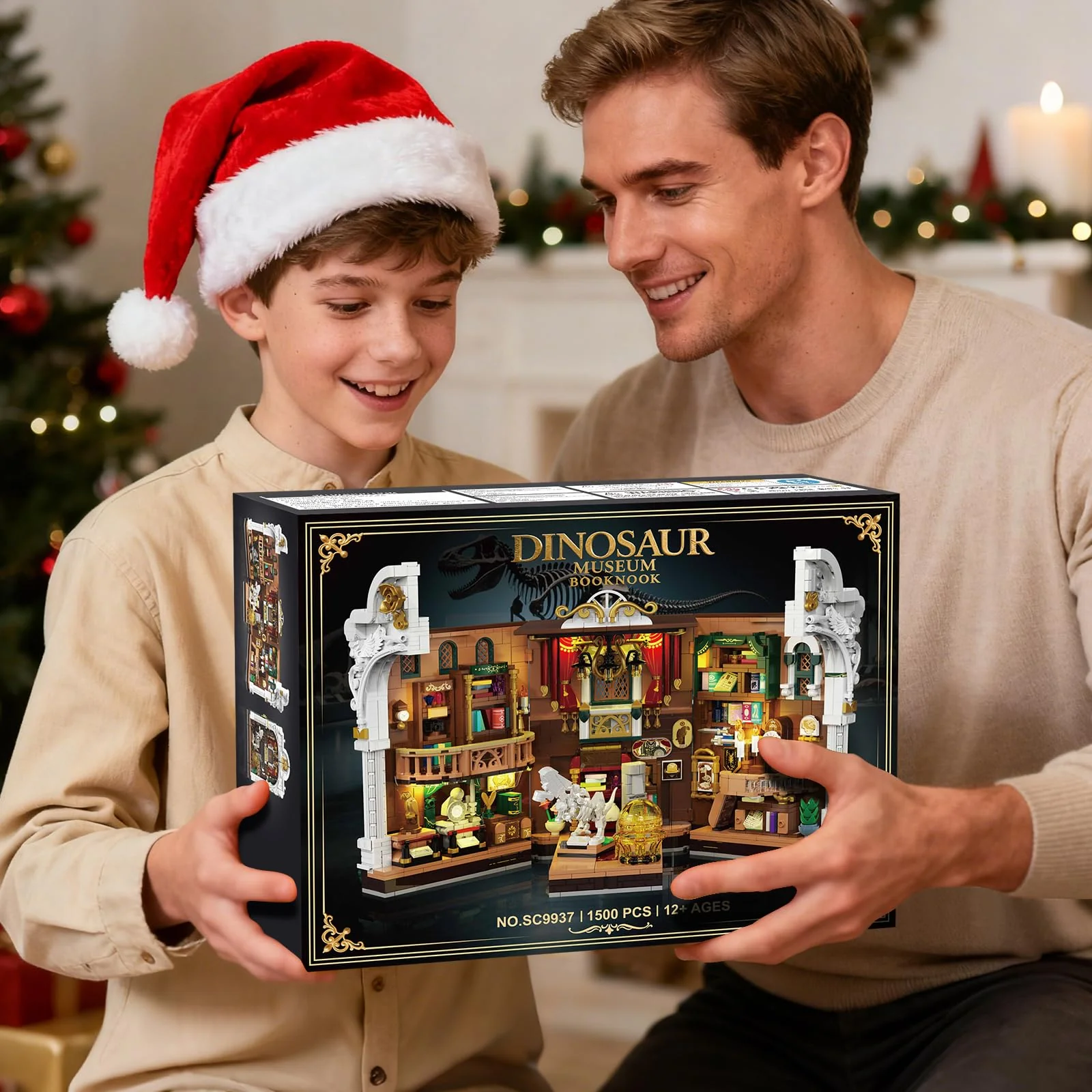 INSOON Dinosauriermuseum Book Nook Bauspielzeugset mit Licht, DIY Booknook Klemmbausteine Baustein Set Haus Dekor, 1500 Stück Miniatur Haus Bauset Geschenk für Erwachsene Kinder Mädchen Jungen 12+ - Image 3