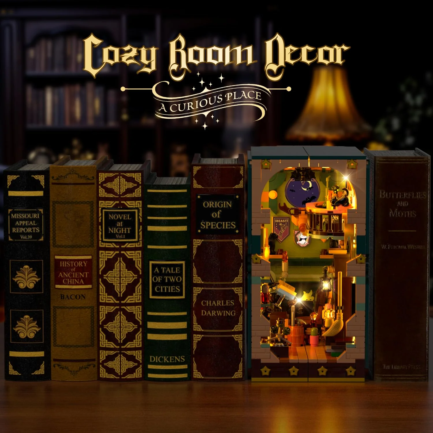 INSOON Magisches Zaubertrank Book Nook Haus Bauspielzeugset mit LED, 990 Stück Magic DIY Bookend Baustein Kit für Heimdekor, Booknook Klemmbausteine für Erwachsene Kinder Jungen Mädchen ab 10-12+ - Image 6