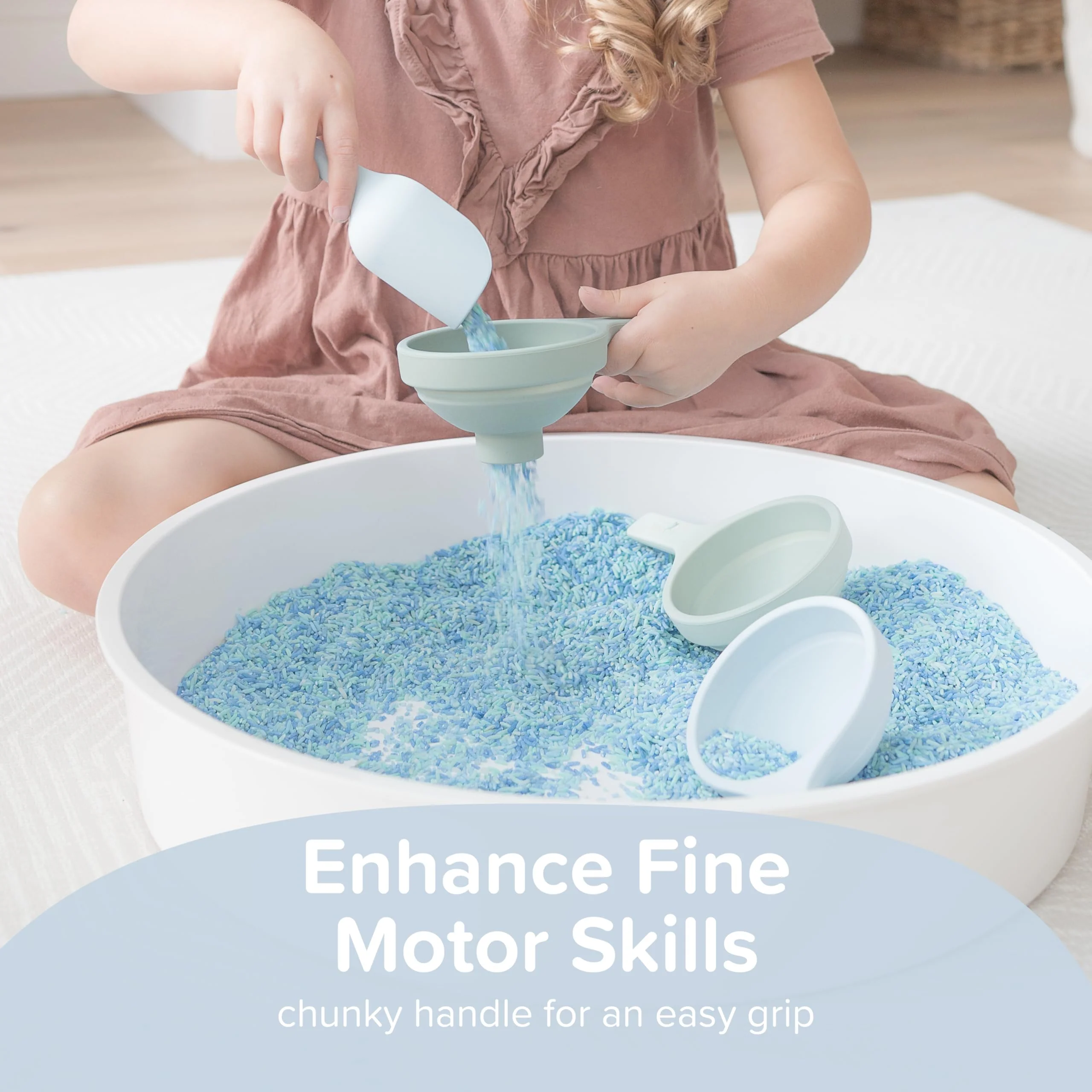 Inspire My Play 3 x Naturtrichter für Kinder - Trichterset für Kinder - Sensorisches Spielzeug und Zubehör für Spiele, bei denen Dreck und Unordnung entstehen - Grün - Image 4