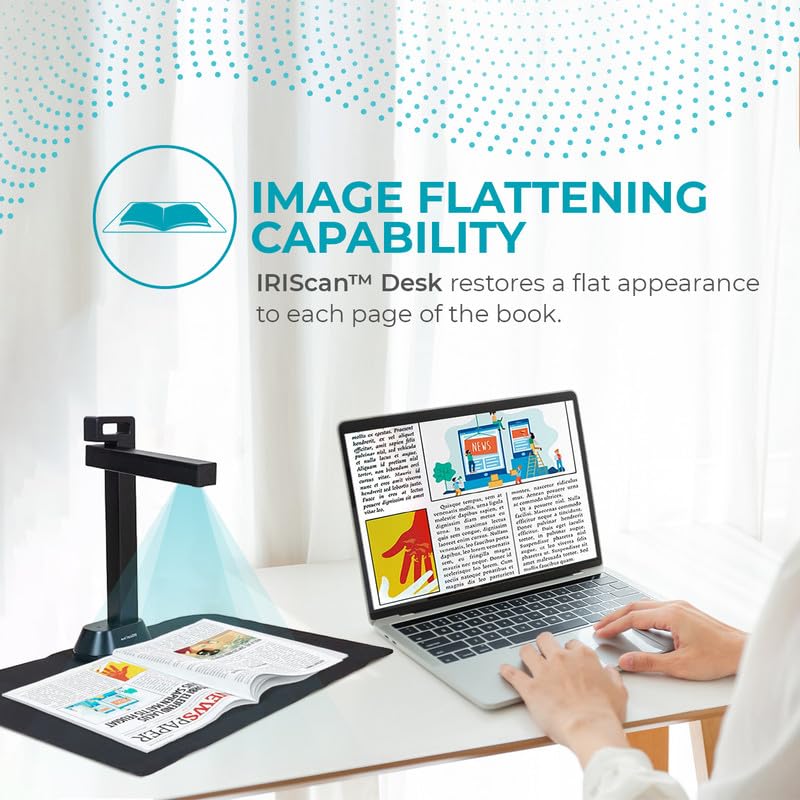 IRIScan Desk Pro. Buchscanner LED, OCR Dokumentenscanner 21MP Kamera Visualizer -v6PRO: PDF-Editor, tragbarer Scanner, Buchscanner, AI-Flachlegung-Auto-Scan-Finger-Verstecken, a3 Scanner WinMac - Image 3
