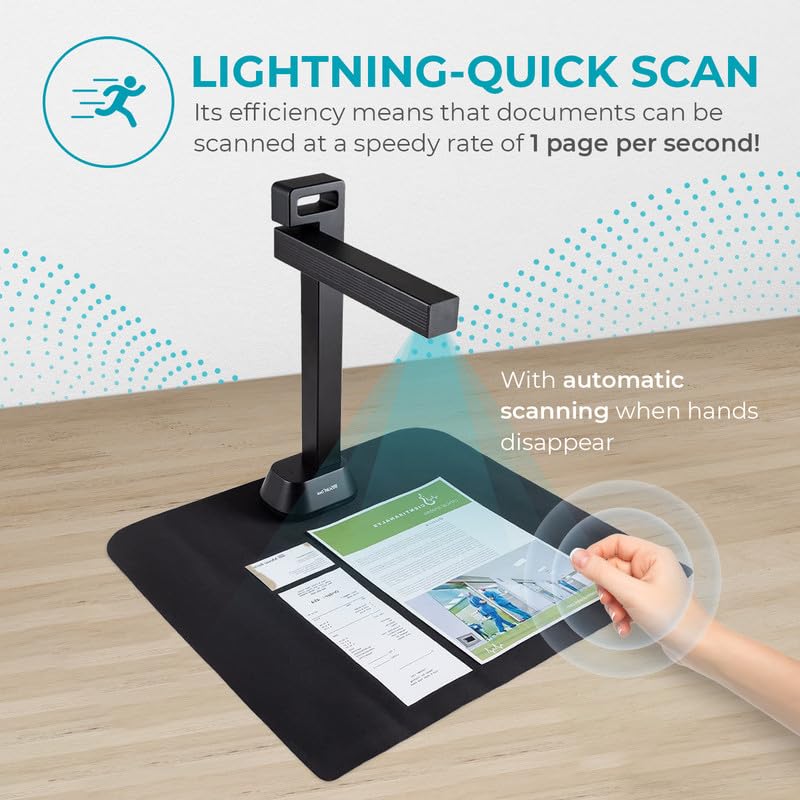 IRIScan Desk Pro. Buchscanner LED, OCR Dokumentenscanner 21MP Kamera Visualizer -v6PRO: PDF-Editor, tragbarer Scanner, Buchscanner, AI-Flachlegung-Auto-Scan-Finger-Verstecken, a3 Scanner WinMac - Image 4