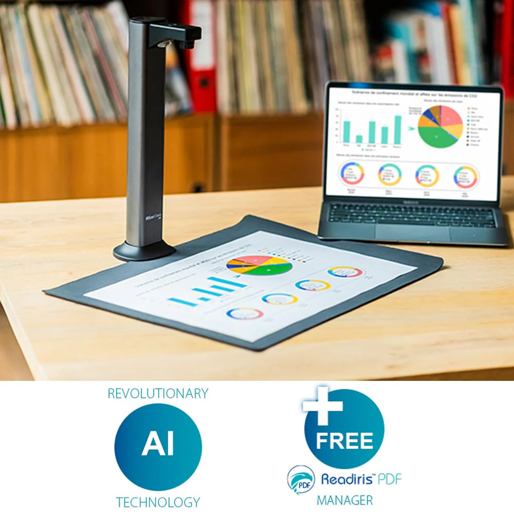IRIScan Desk Pro Dokumentenscanner LED,Buchscanner 18MP Kamera -v7PRO: a3 scanner 60PPM Free ReadirisPDF OCR-Editor,600Dpi Dokumentenkamera Visualizer,AI-Flachlegung-Auto-Scan-Finger-Verstecken WinMac - Image 3