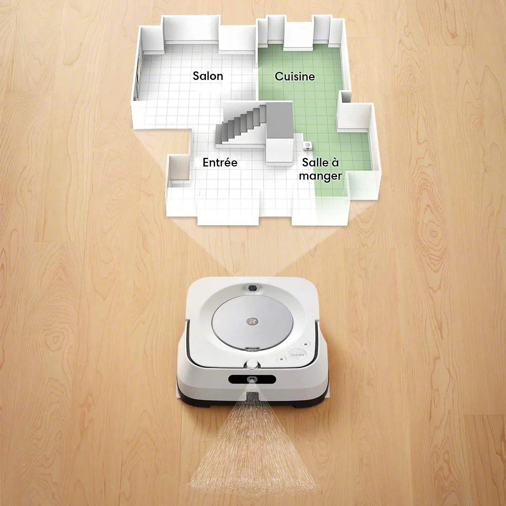 iRobot Braava Jet m6 (m6138) Wischroboter mit Präzisions-Sprühstrahl, Nasswischen und Trockenfegen, Kompatibel mit Sprachassistenten, koppelbar mit Roomba, WLAN, Farbe: weiß/Silber - Image 10