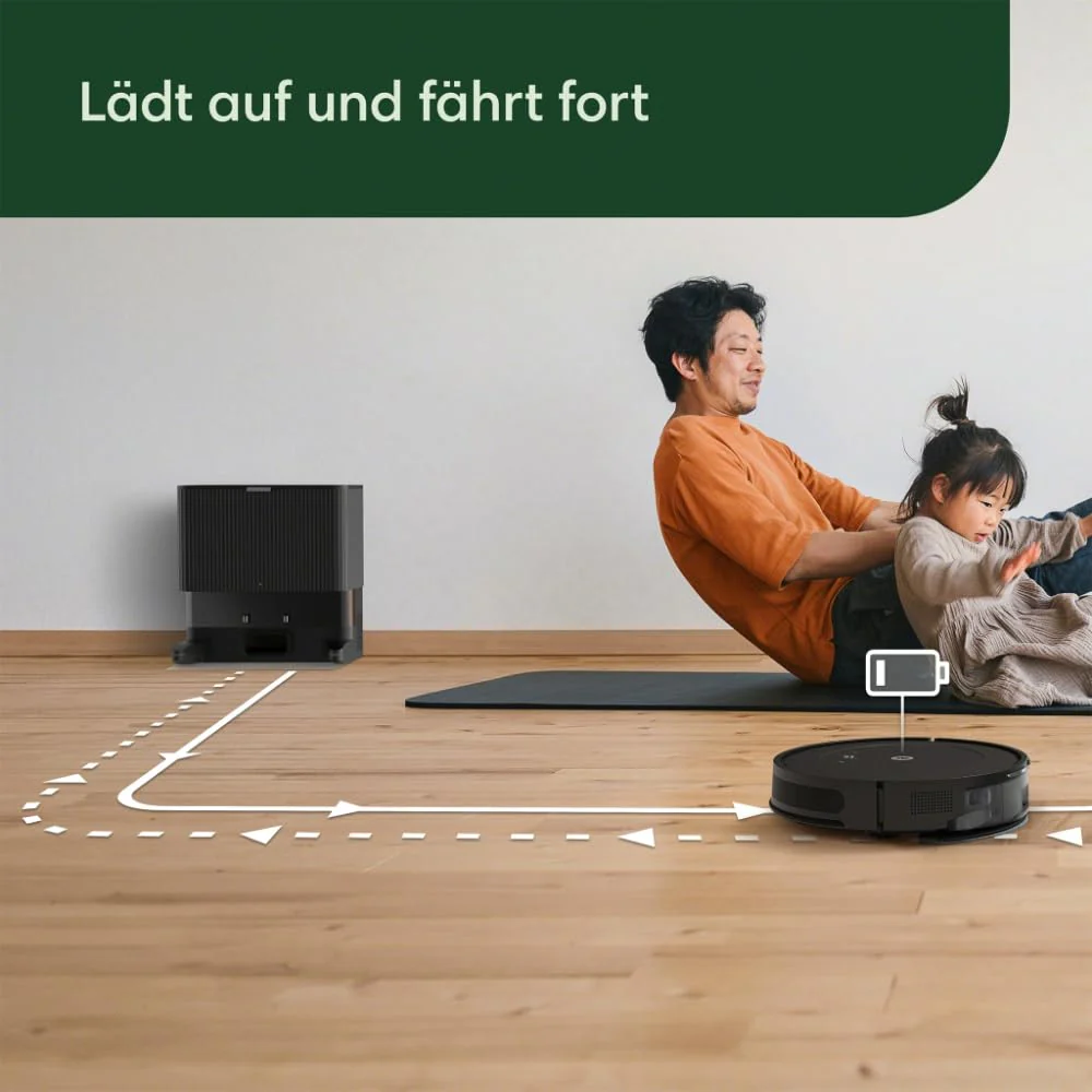 iRobot Roomba Combo Essential Saug- und Wischroboter (Y0110), leistungsstarkes Saugen und Wischen, 3 Saugstufen, Spot-Cleaning, steuerbar über App, Tasten oder Sprache, Scharwz - Image 6