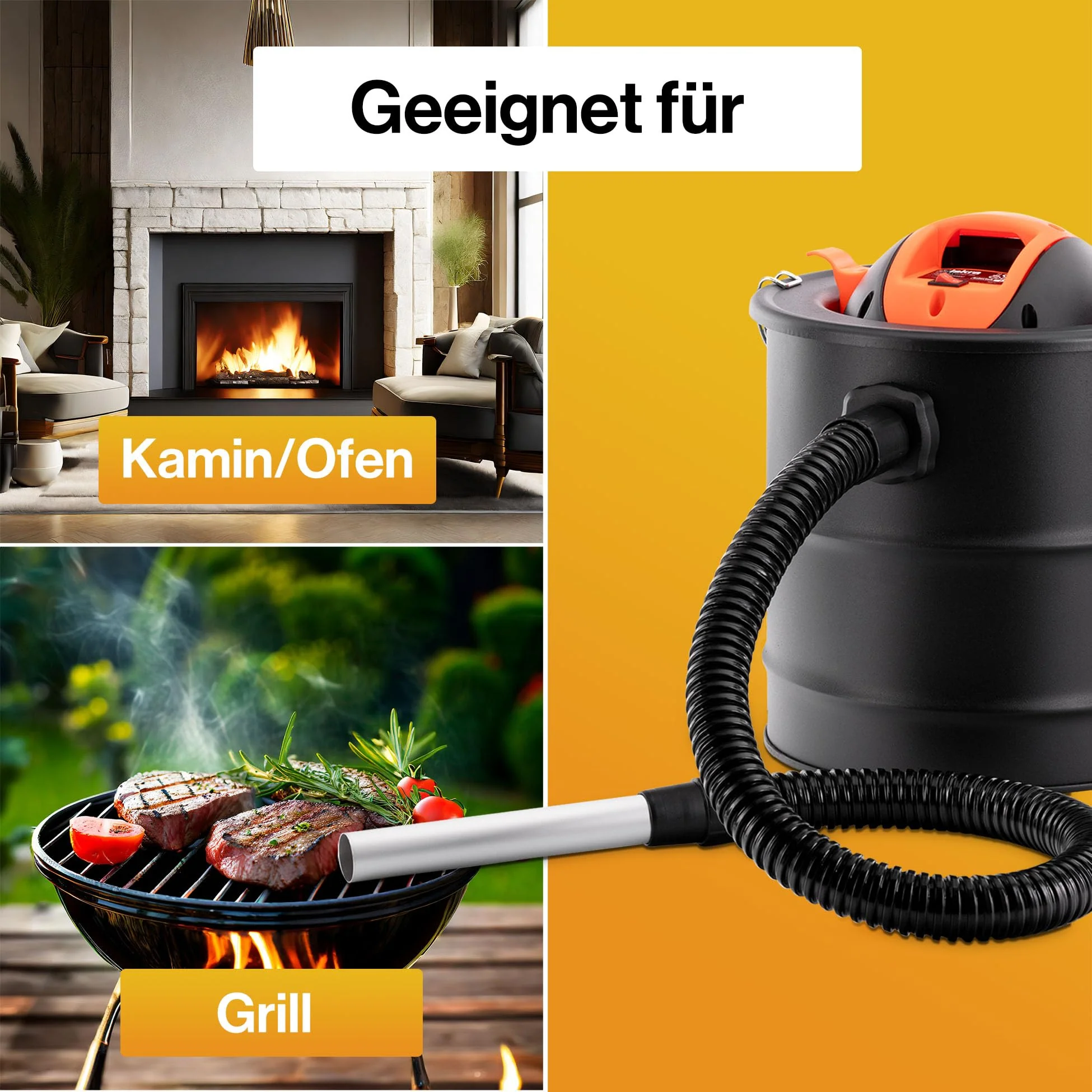 Iskra Aschesauger für Kamin, Ofen etc. 1000W Kaminsauger 18L, Blasfunktion, Aschesauger Pelletofen - Image 2