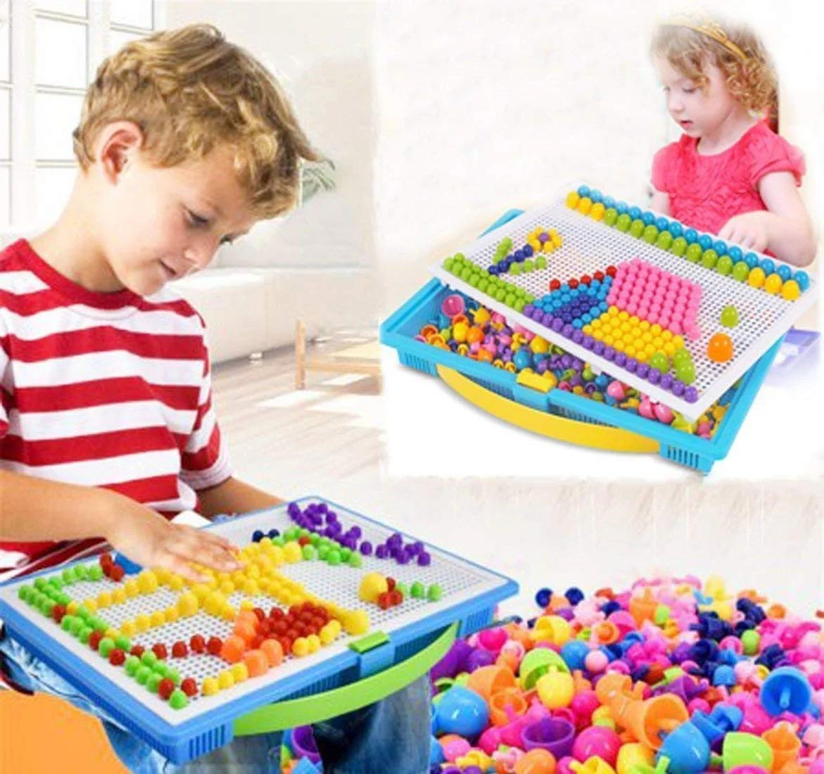 ITODA Mosaik Steckspielzeug Lernspielzeug Kinderspielzeug Kreatives Spielzeug Jungen Mädchen Mosaik Steckbausteine 295/592/888 Teile Bausteine Kinder Lernspielzeug für Geschenk 295 Teile - Image 7