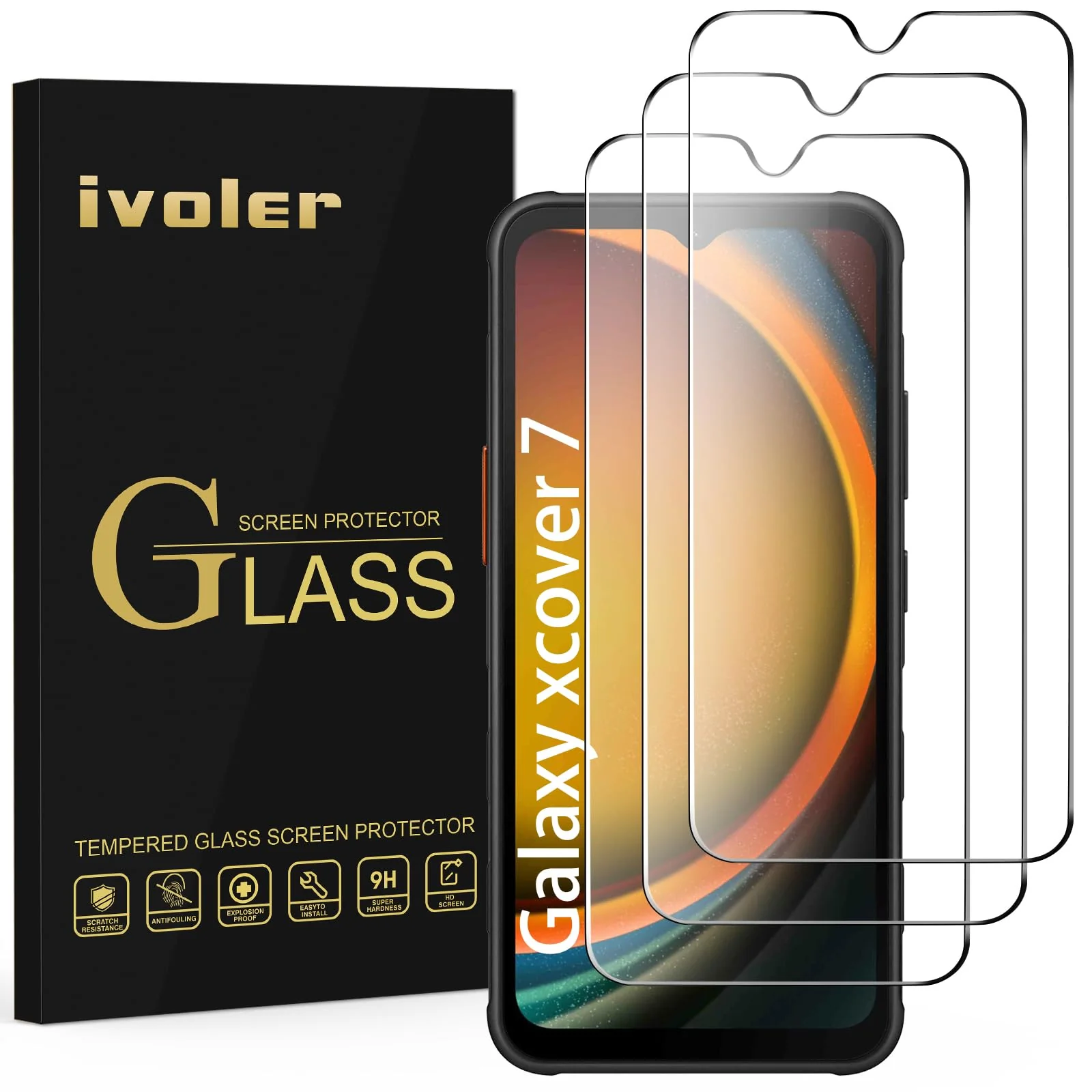 ivoler 3 Stück Schutzglas Schutzfolie für Samsung Galaxy Xcover 7 / Samsung Galaxy Xcover 6 Pro, 9H Härte Schutz Glas, HD Klar Displayschutzfolie, Anti-Kratz Folie, Anti-Bläschen - Image 4