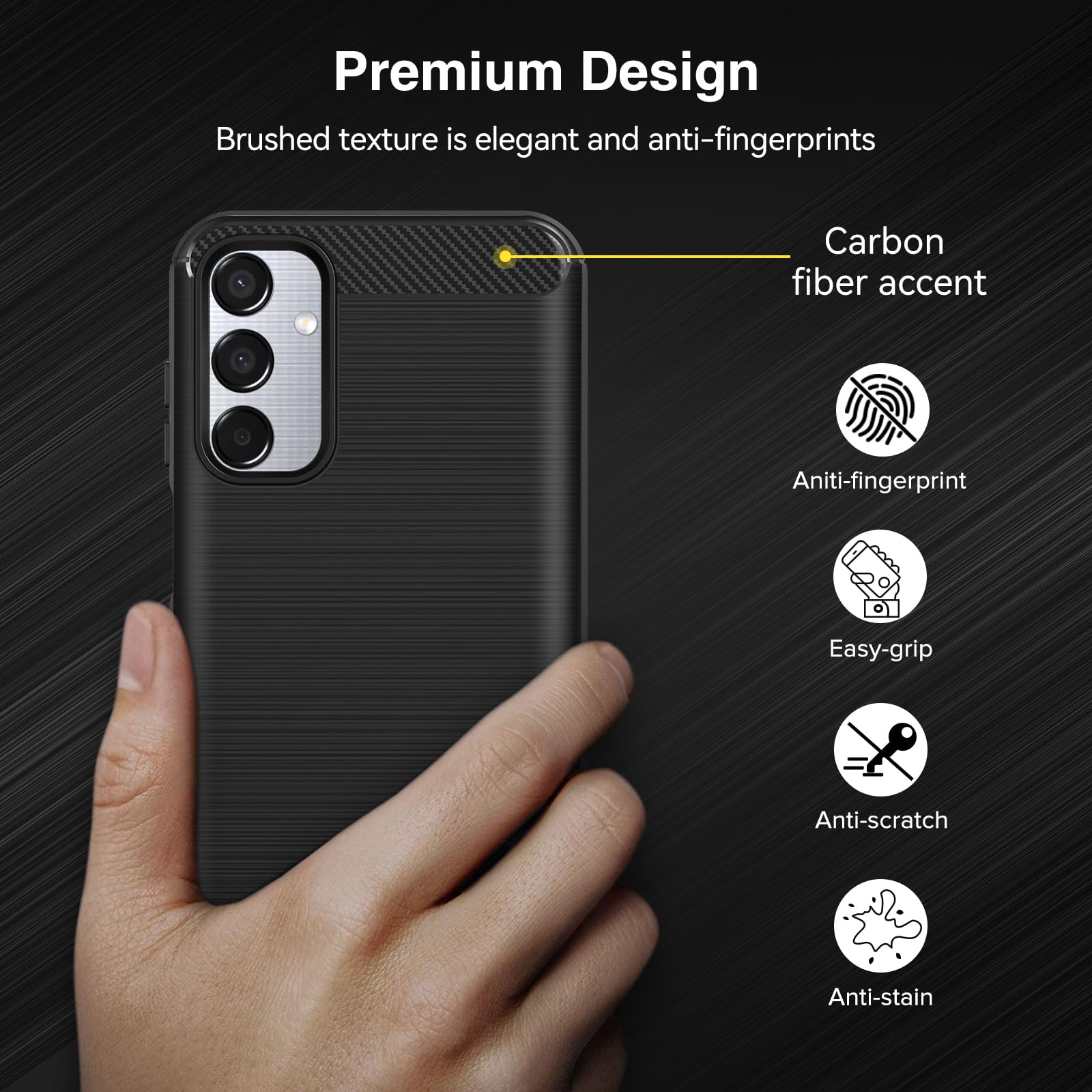 ivoler Hülle für Samsung Galaxy M15 5G mit 2 Stück Panzer Schutz Glas, Militärischer Stoßfest Handyhülle, Dünne Weiche TPU Silikon Kratzfest Schutzhülle Anti-Fingerabdruck Case, Schwarz - Image 2