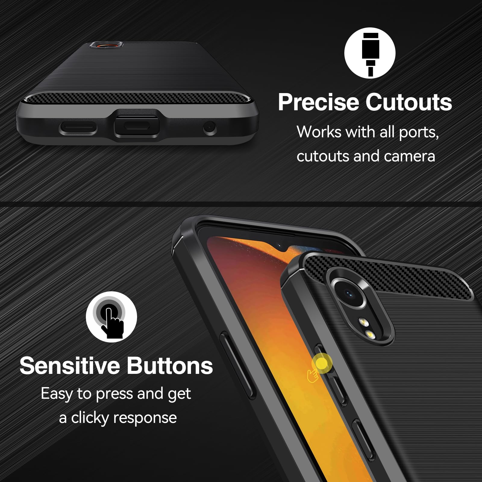 ivoler Hülle für Samsung Galaxy Xcover 7 mit 2 Stück Panzer Schutz Glas, Militärischer Stoßfest Handyhülle, Dünne Weiche TPU Silikon Kratzfest Schutzhülle Anti-Fingerabdruck Case, Schwarz - Image 2