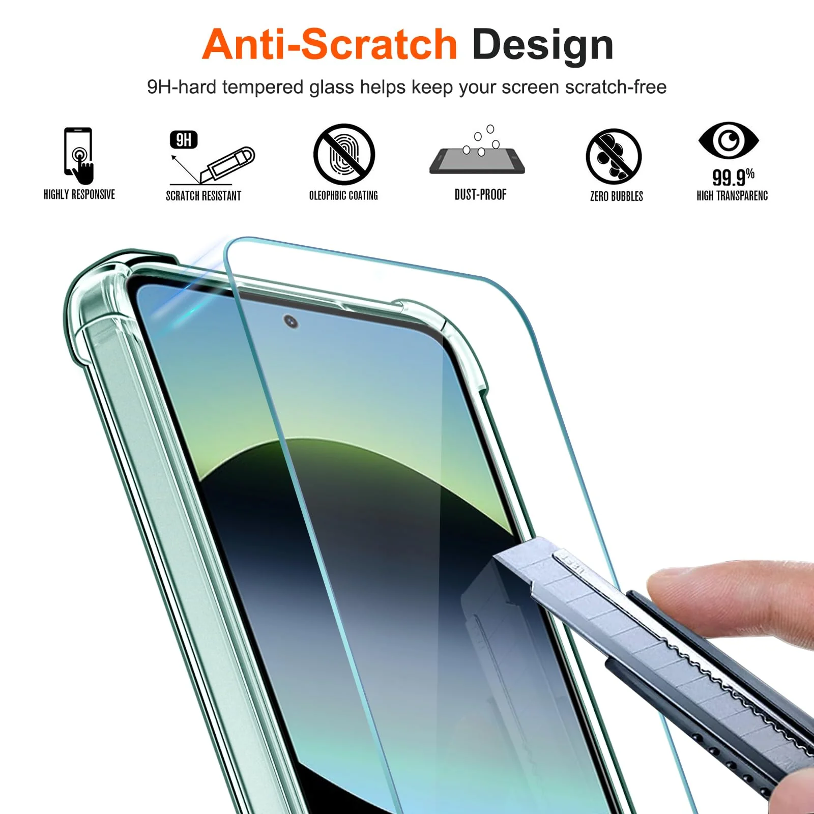 ivoler Klar Hülle für Xiaomi Redmi Note 14 5G (Nicht für Redmi Note 14 4G), 1 Handyhülle mit 2 Stück Panzer Schutz Glas, Transparent Stoßfest Schutzhülle Dünne Weiche TPU Silikon Durchsichtige Case - Image 2