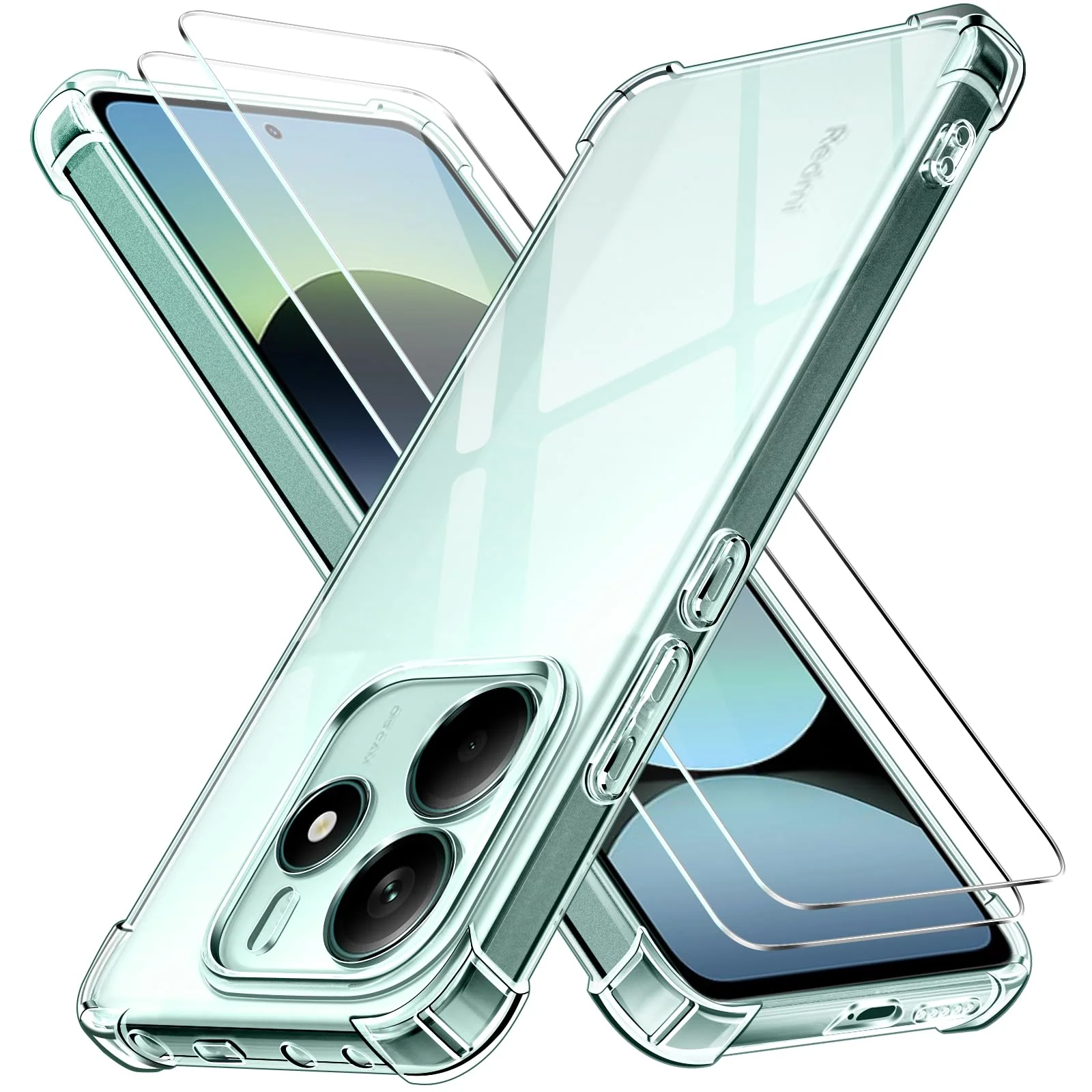 ivoler Klar Hülle für Xiaomi Redmi Note 14 5G (Nicht für Redmi Note 14 4G), 1 Handyhülle mit 2 Stück Panzer Schutz Glas, Transparent Stoßfest Schutzhülle Dünne Weiche TPU Silikon Durchsichtige Case - Image 5