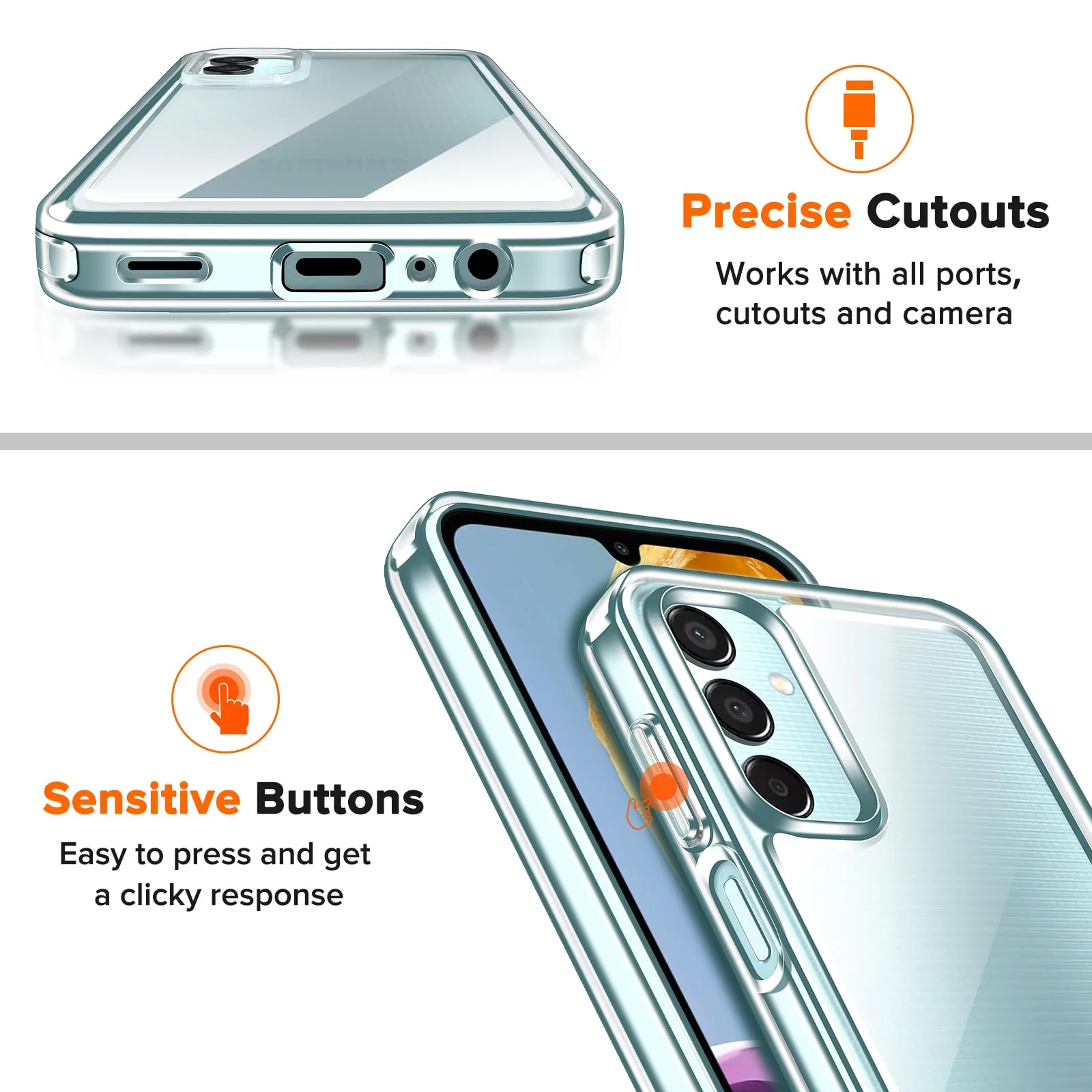 ivoler Nie Vergilbung Klar Hülle für Samsung Galaxy M15 5G, 1 Handyhülle mit 2 Stück Panzer Schutz Glas, [Militärischer Schutz] Stoßfest Transparent Schutzhülle Dünn Durchsichtige Case - Image 2