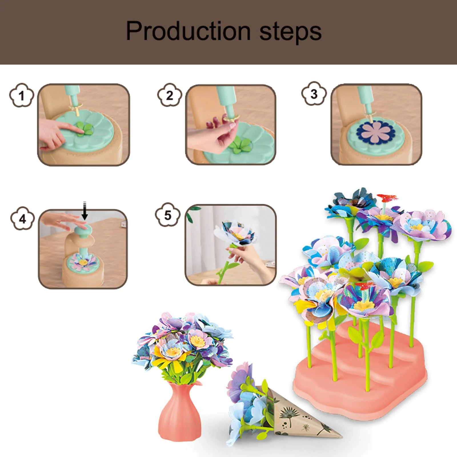 IZDUDO Blumen Basteln Spielzeug, DIY Stoff Blumenstrauß Bastelsets für Kinder, Bauen Sie Ihren Blumenstrauß, Kunst & Handwerk für 4 5 6 7 8 Jahre alte, Kreativ Pädagogisches Geschenkidee#5 - Image 5