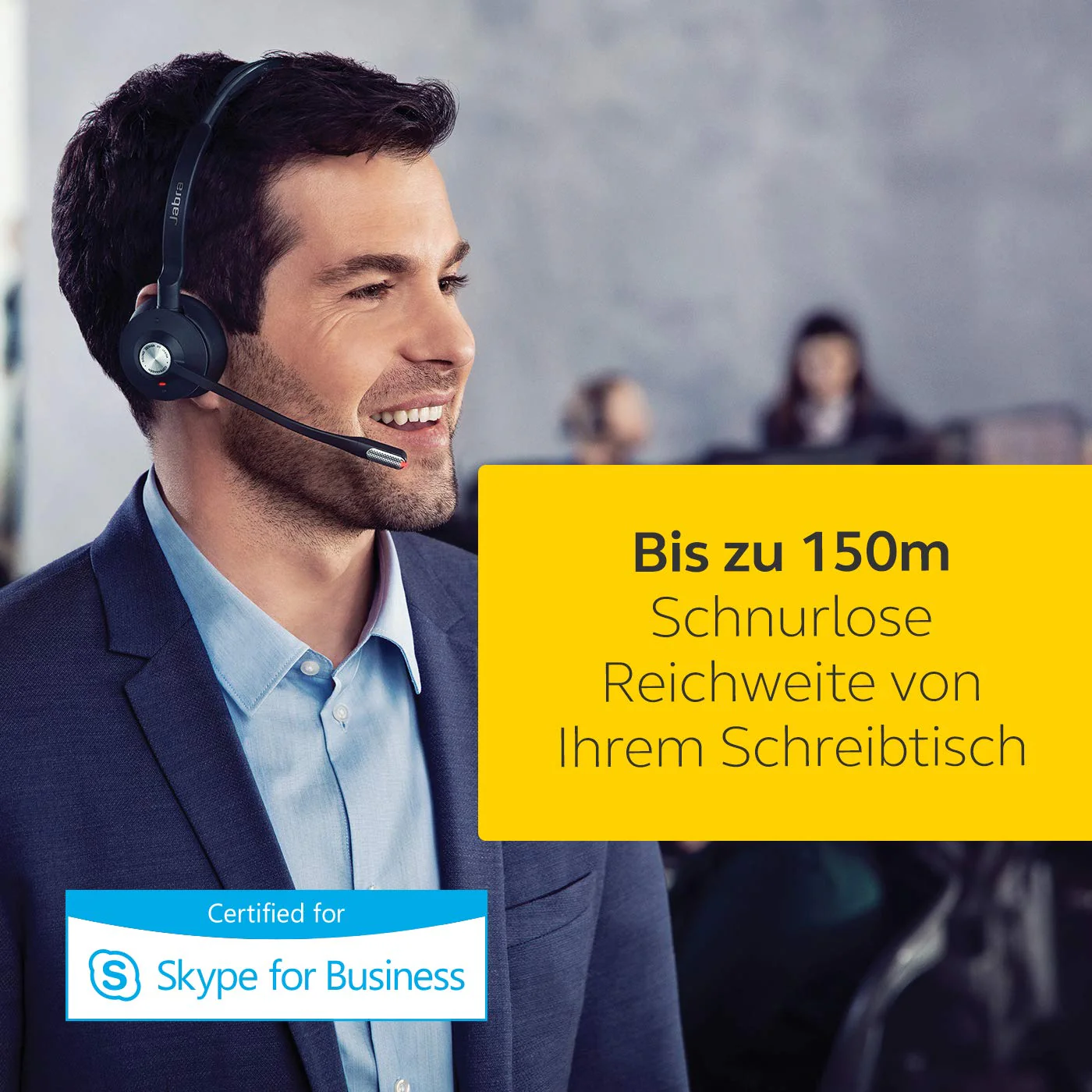 Jabra Engage 75 On-Ear Dect Stereo Headset - Skype for Business zertifizierter drahtloser Kopfhörer mit Noise-Cancelling für Tischtelefone und Softphones - schwarz - EU-Version - Image 7