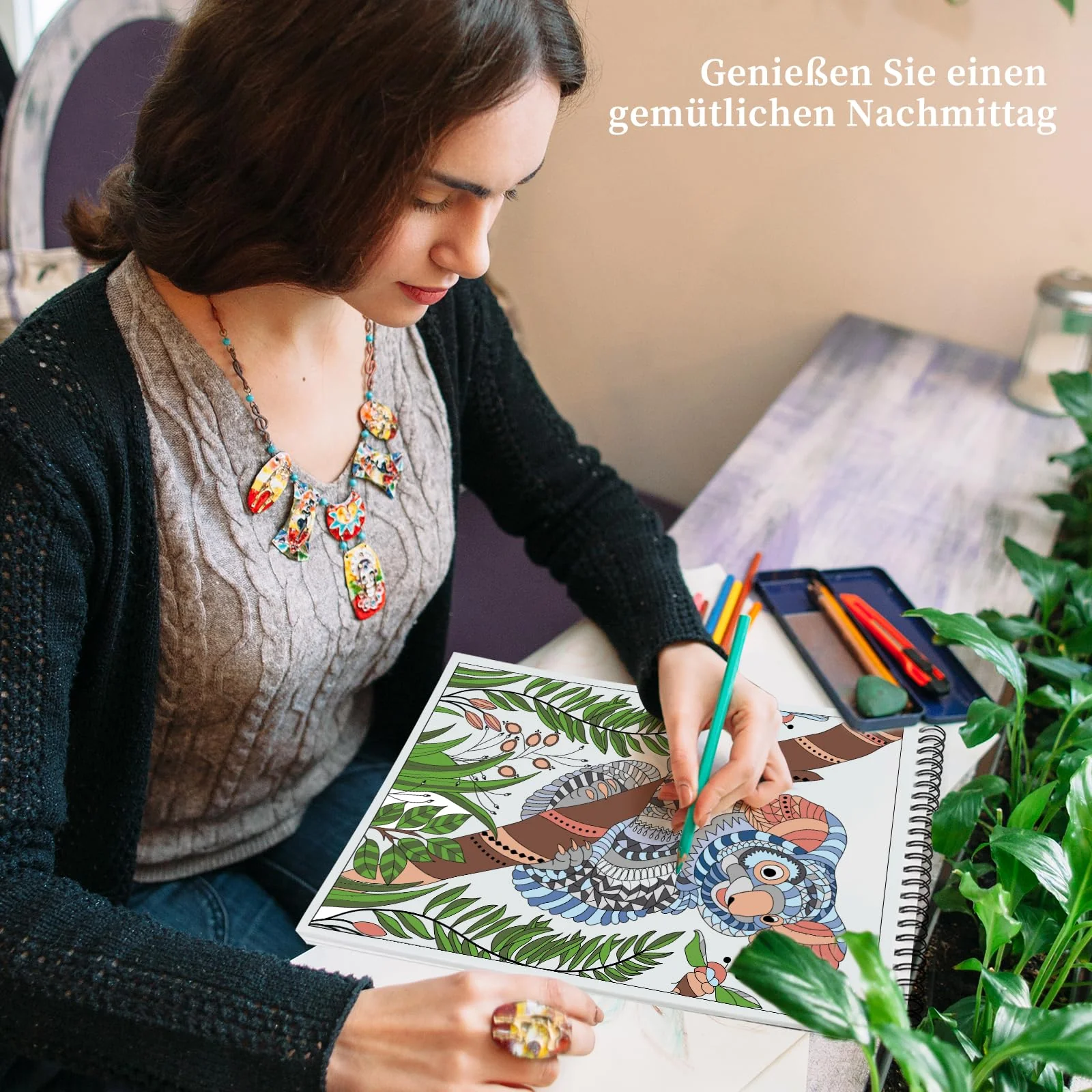 Jadeso Malbuch für Erwachsene, A4 Ausmalbuch für Malbuch Erwachsene, 30 Exquisite Muster, Tier Thema Ausmalbuch für Stress Abbauen und Entspannen - Image 6