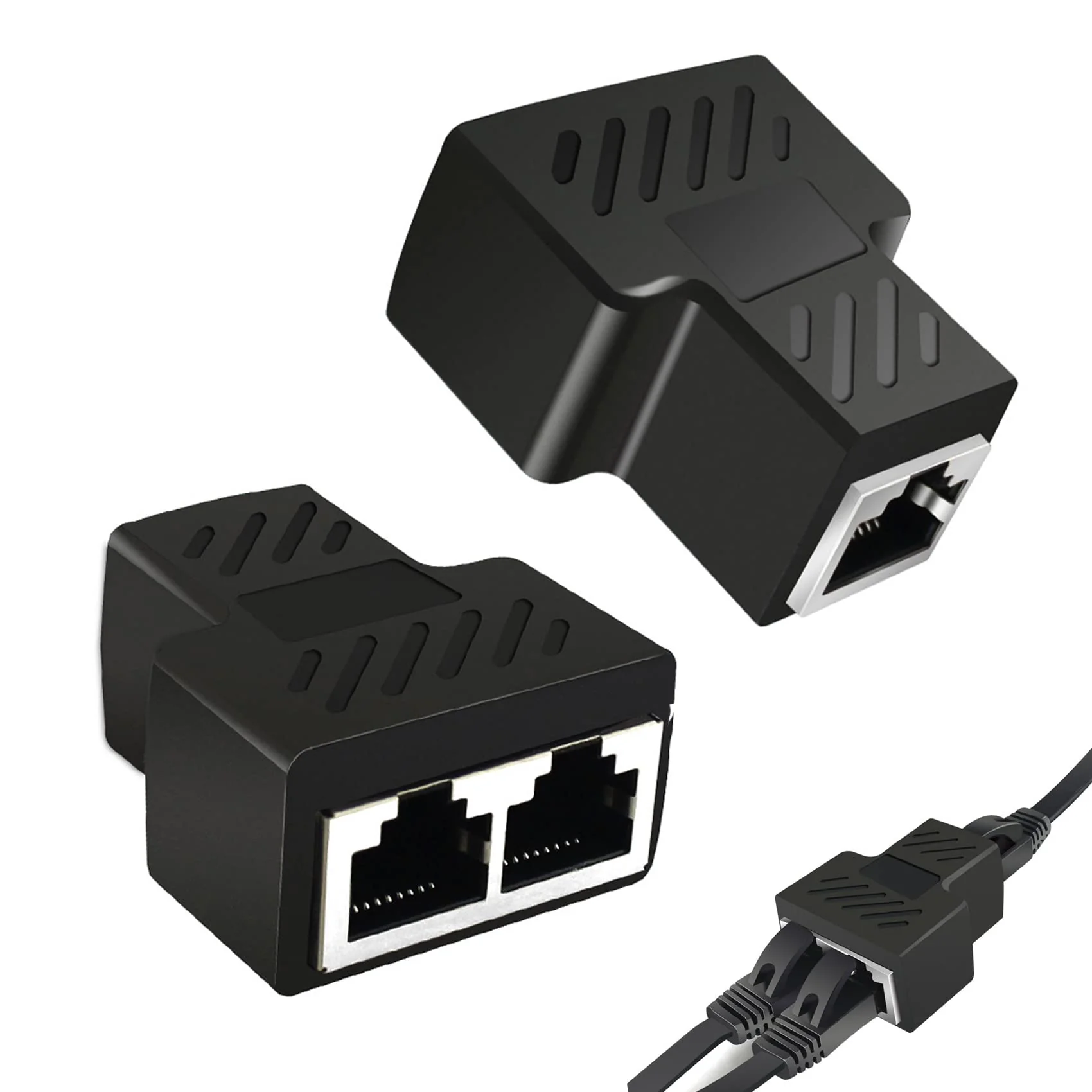 Jaimela 2 Pack LAN Splitter Verteiler, RJ45 LAN Splitter, LAN Splitter 1 auf 2 Gleichzeitig Adapter, Ethernet Splitter Netzwerk Verlängerungen Adapter für Ethernet CAT 5/6/7/8 Kable - Image 3