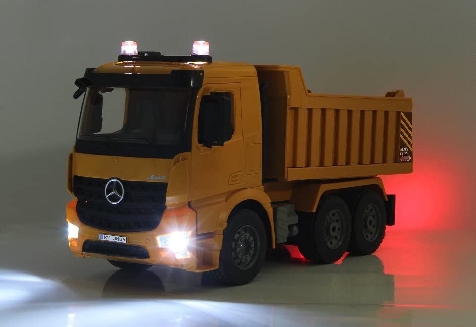 JAMARA 404940 - Muldenkipper Mercedes-Benz Arocs 2,4 GHz - Kippmulde hoch/runter, realistischer Motorsound, Hupe, Rückfahrwarnsound, 4 Radantrieb, gelbe LED Signallichter, programmierbare Funktionen - Image 3