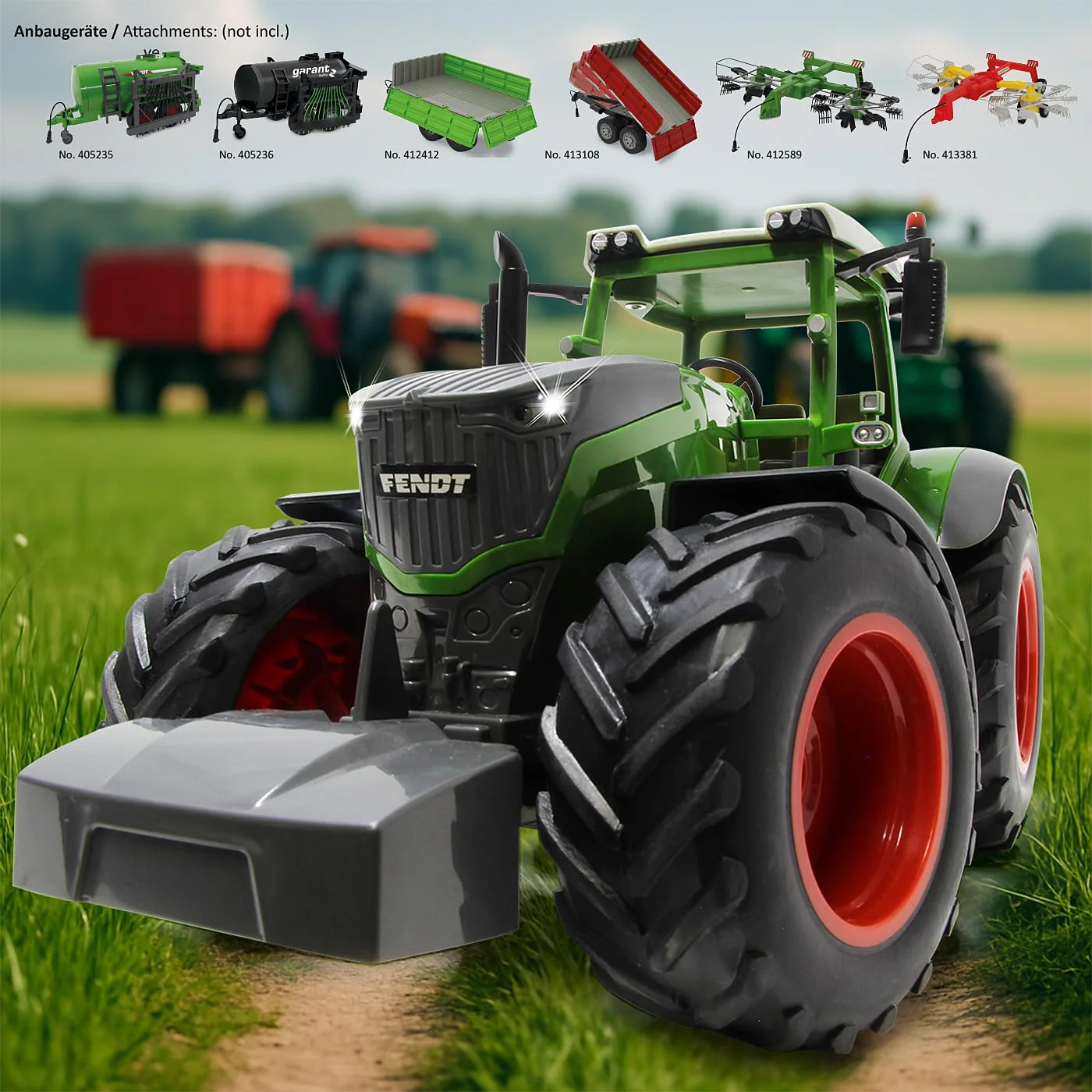 JAMARA 405035 - Fendt 1050 Vario 1:16 2,4Ghz - RC Traktor, Motorsound (abschaltbar), Rückfahrwarnsound, Hupe, Abschaltfunktion, 2 Radantrieb, Gummireifen, Helle LED‘s vorne, Blinker, Demo Funktion - Image 2