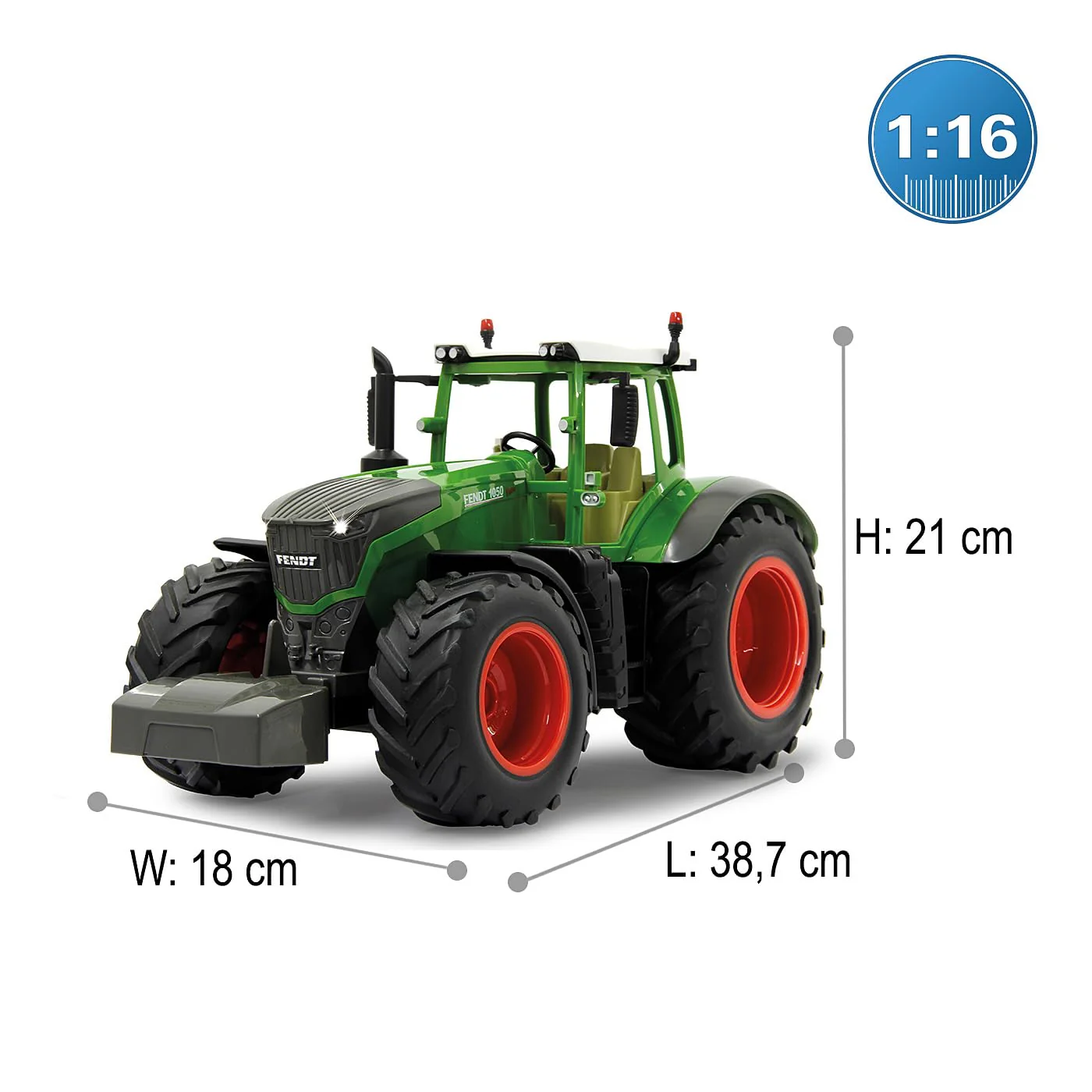 JAMARA 405035 - Fendt 1050 Vario 1:16 2,4Ghz - RC Traktor, Motorsound (abschaltbar), Rückfahrwarnsound, Hupe, Abschaltfunktion, 2 Radantrieb, Gummireifen, Helle LED‘s vorne, Blinker, Demo Funktion - Image 6