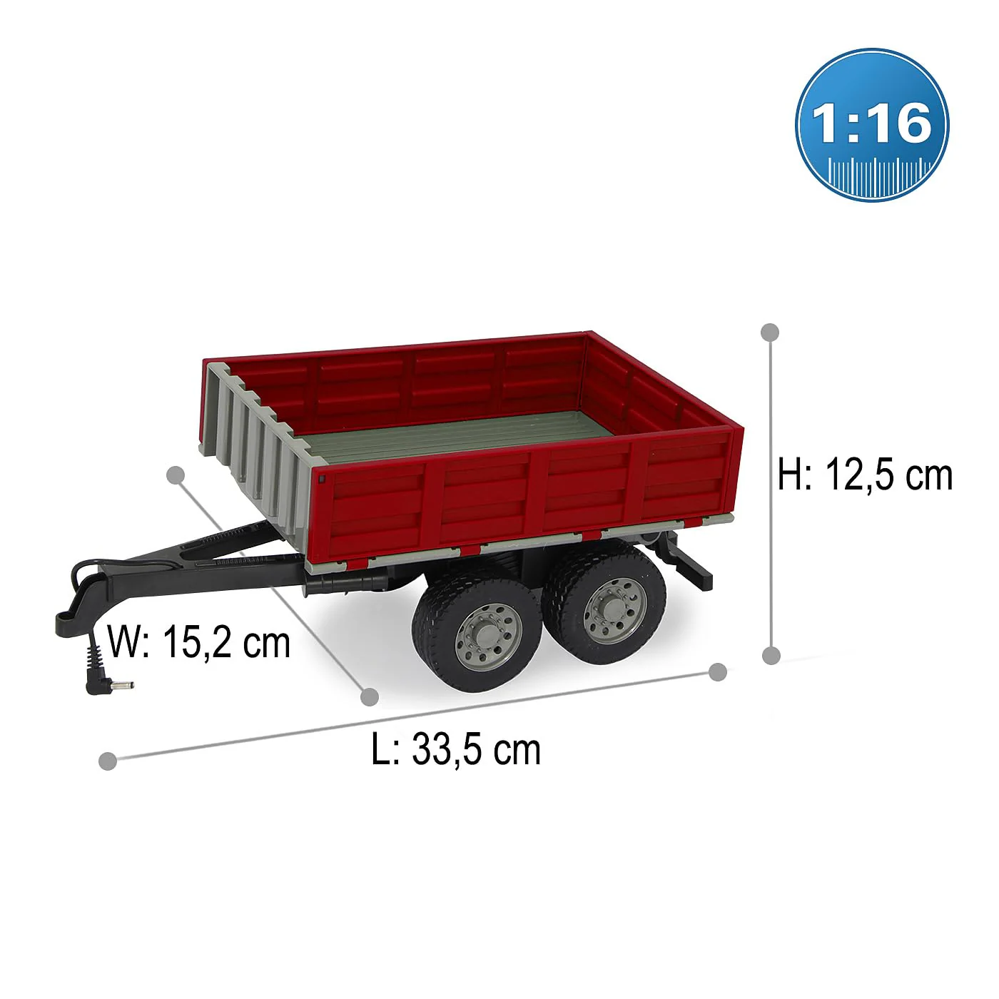JAMARA 413108 - Kipper für RC-Traktor 1:16 - ferngesteuerte Kippmulde hoch/runter, Anhängerkupplung vorne, Klappbare Bordwände, Rot - Image 6