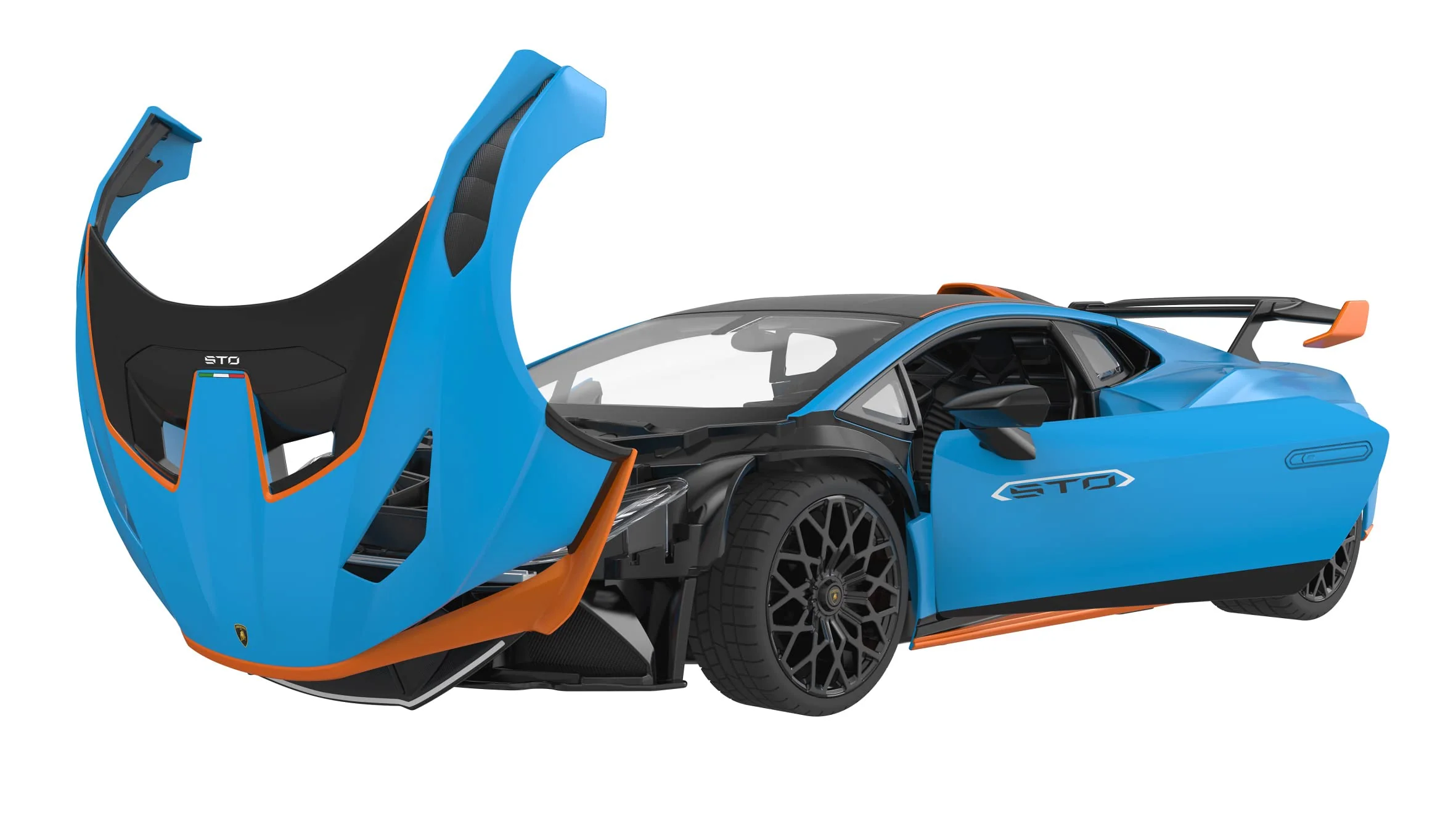 JAMARA Lamborghini Huracán STO 1:14 2,4GHz - offiziell lizenziert, ca 1 Std Fahrzeit, ca. 11 Km/h, perfekt nachgebildete Details, detaillierter Innenraum, LED Licht, 402100, Blau - Image 4