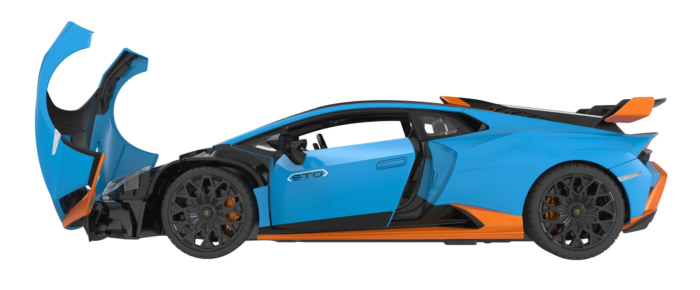 JAMARA Lamborghini Huracán STO 1:14 2,4GHz - offiziell lizenziert, ca 1 Std Fahrzeit, ca. 11 Km/h, perfekt nachgebildete Details, detaillierter Innenraum, LED Licht, 402100, Blau - Image 6