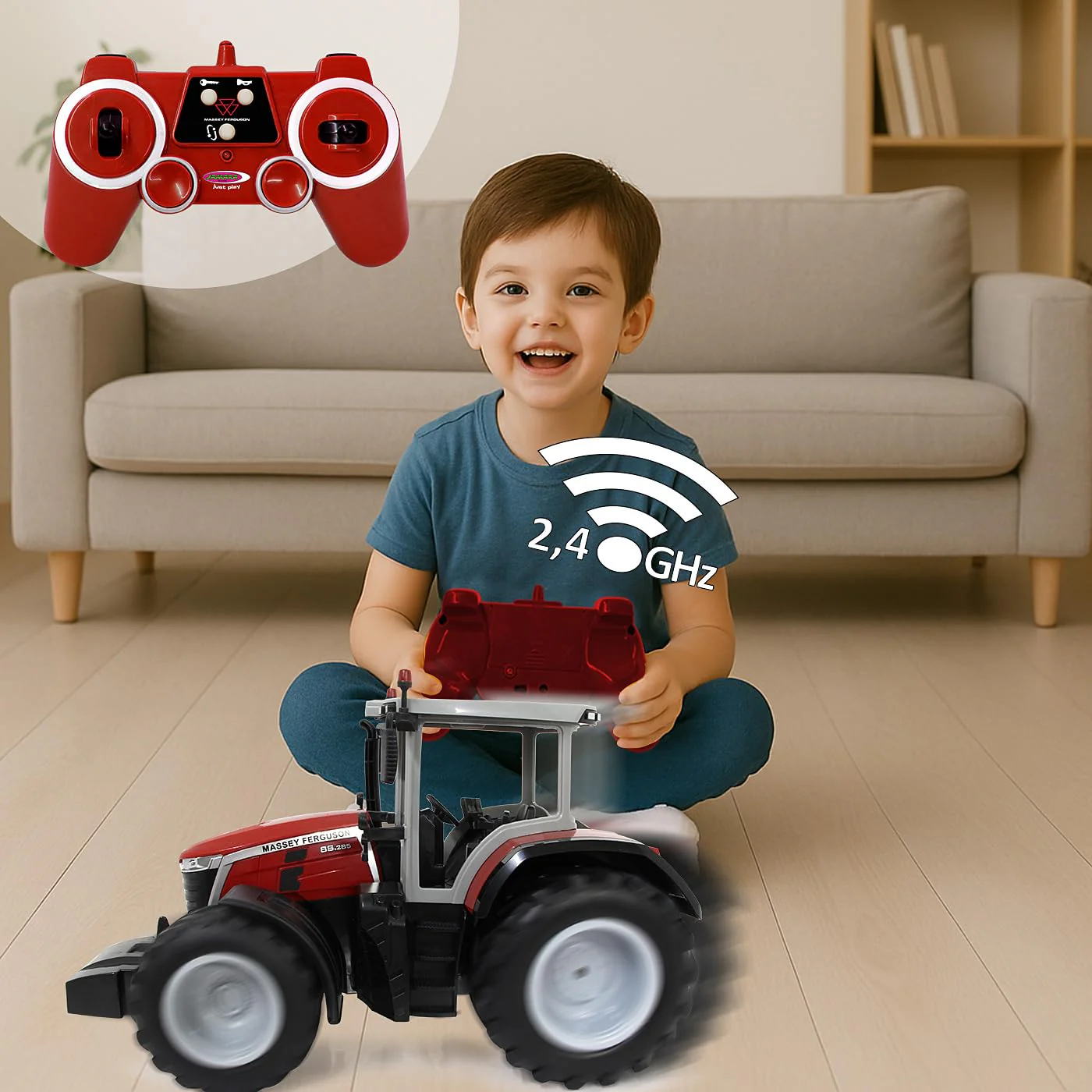 JAMARA Massey Ferguson 8S.285 1:16 2,4Ghz - RC Traktor, Motorsound (abschaltbar), Rückfahrwarnsound, Abschaltfunktion, 2 Radantrieb, Gummireifen, helle LED, Blinker, Demo Funktion - Image 4