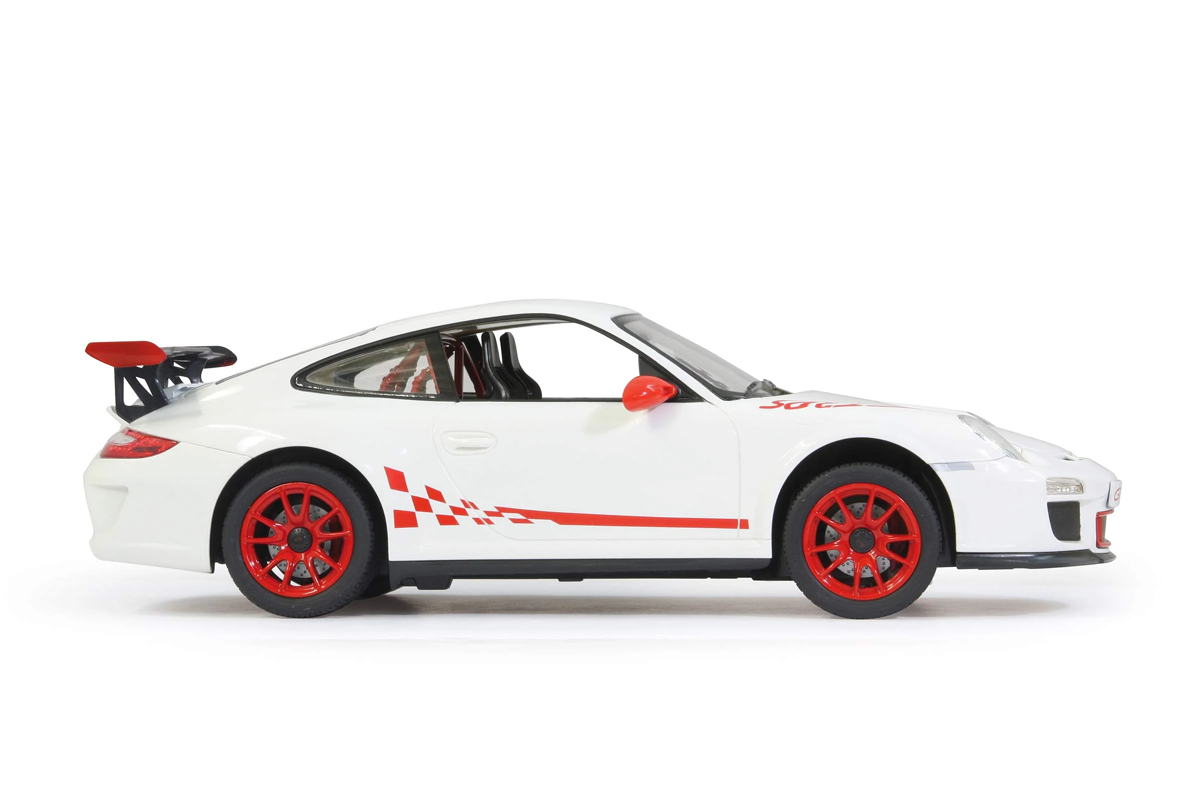 JAMARA Porsche GT3 RS 1:14 Weiss 2,4GHz - offiziell lizenziert, bis 1 Std. Fahrzeit bei 11 Km/h, LED, Perfekt nachgebildete Details, detaillierter Innenraum,hochwertige Verarbeitung - Image 5