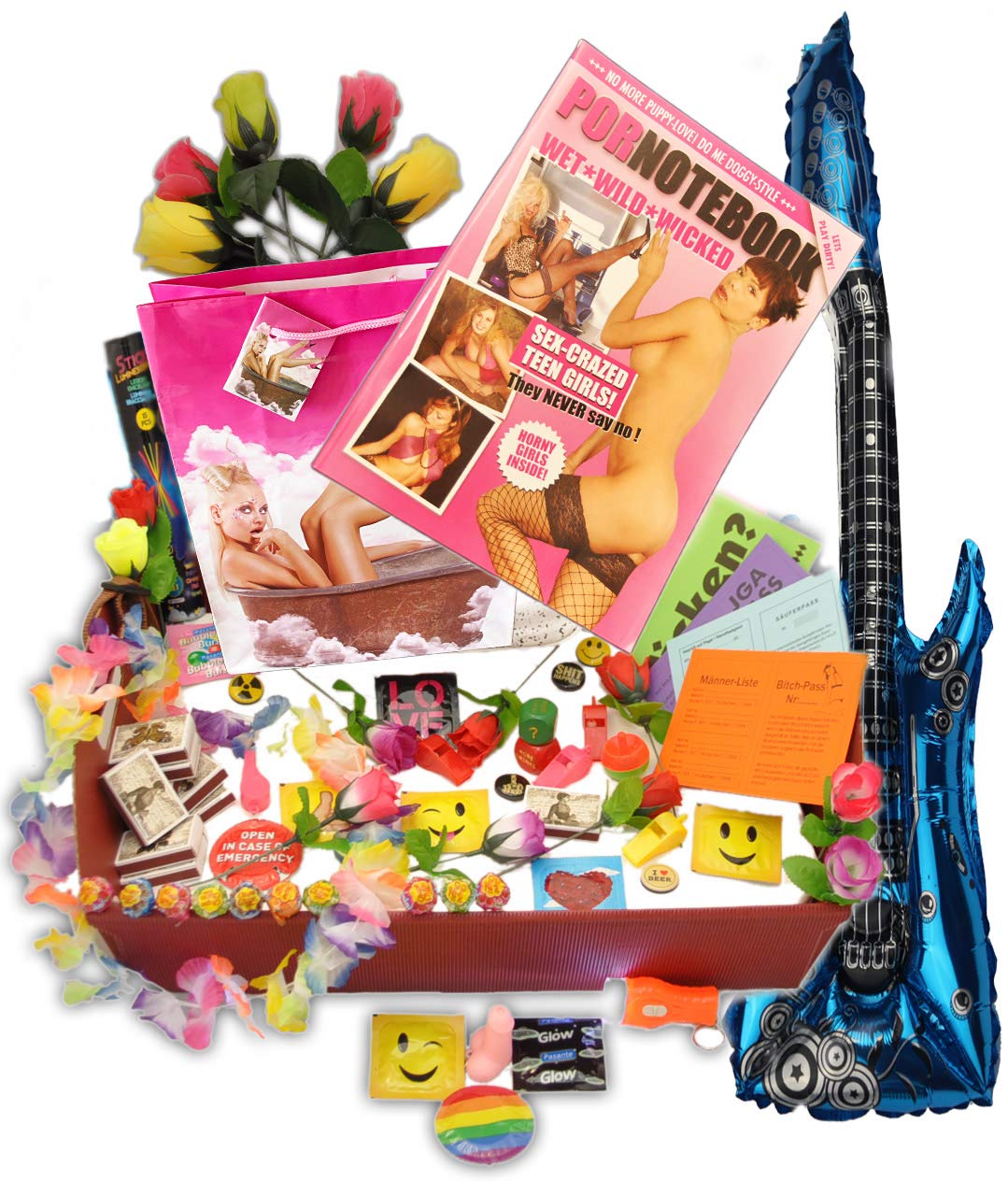 jameitop® Bauchladen (Inhalt) Starter Set + JGA Spiel mit 18 lustigen Aufgaben + 80 Teile JGA Edition Junggesellenabschied Inhalt - Image 2
