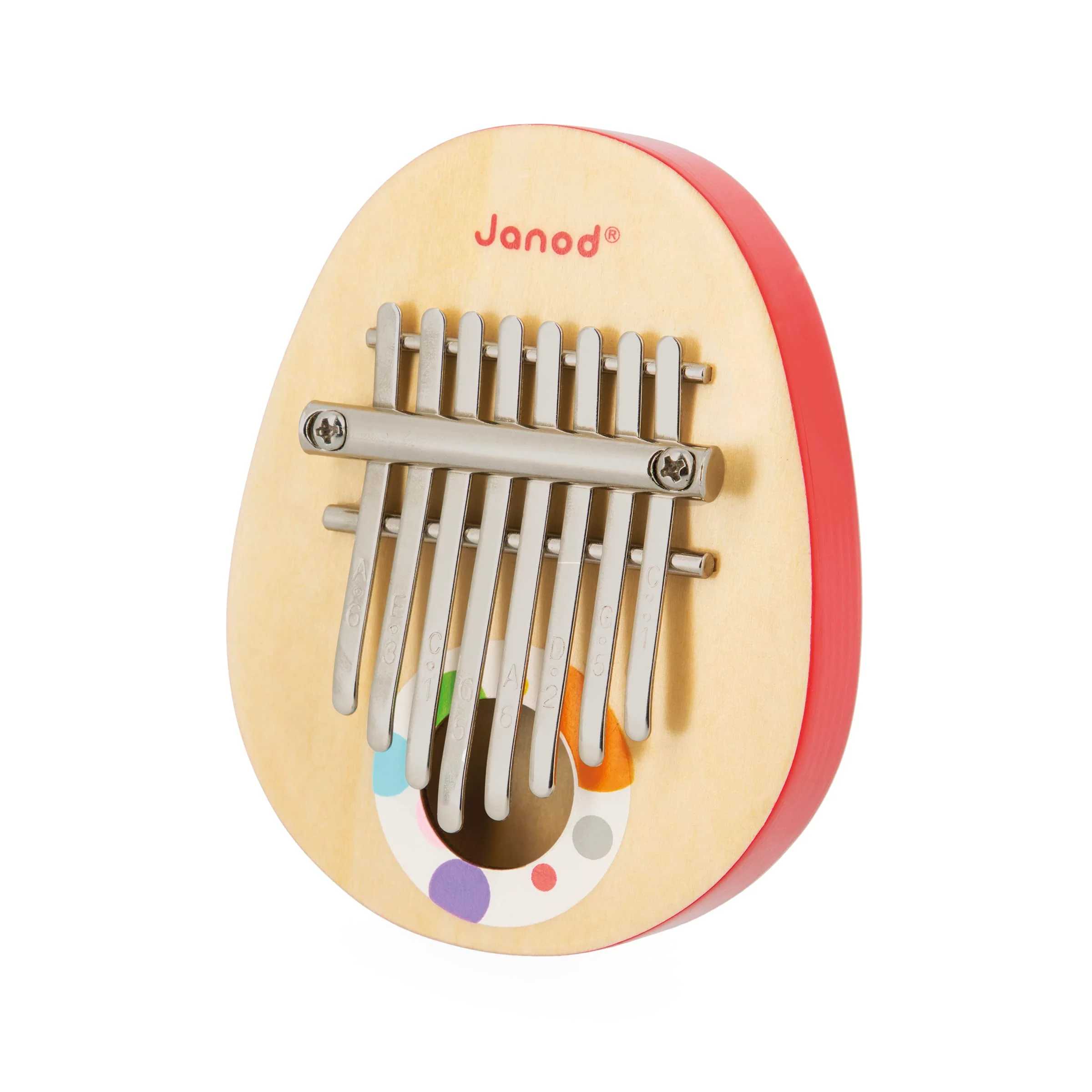 Janod - Confetti Holz-Kalimba - Rollen- und Musikspielzeug - 8 Lamellen aus Metall - Kalimba für Kinder mit Sanftem Klang - Ab 3 Jahren, J07642 - Image 5
