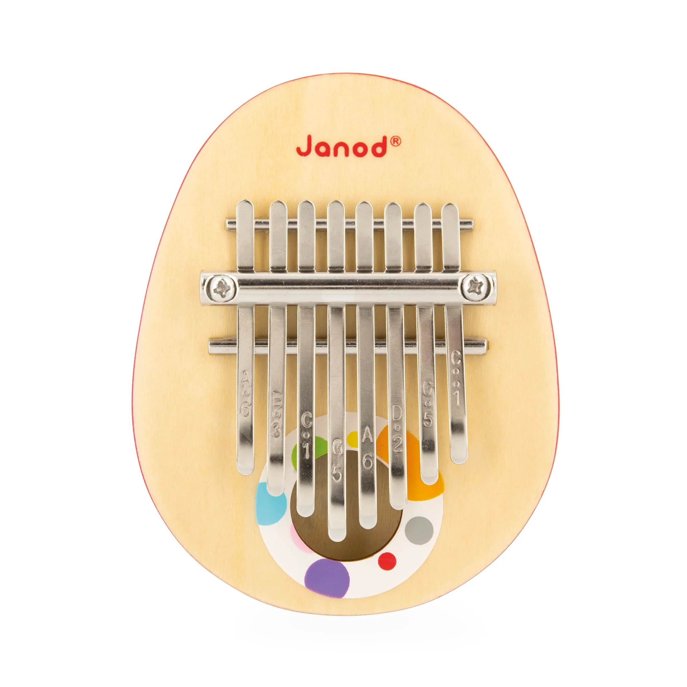 Janod - Confetti Holz-Kalimba - Rollen- und Musikspielzeug - 8 Lamellen aus Metall - Kalimba für Kinder mit Sanftem Klang - Ab 3 Jahren, J07642 - Image 6