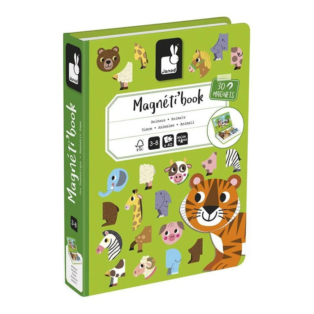 Janod - MagnetiBook Animals - Part Educational Magnetic Game Teaches Fine Motor Skills and Imagination - Suitable for Ages 3 and Up, J02723, Weiß - Image 4
