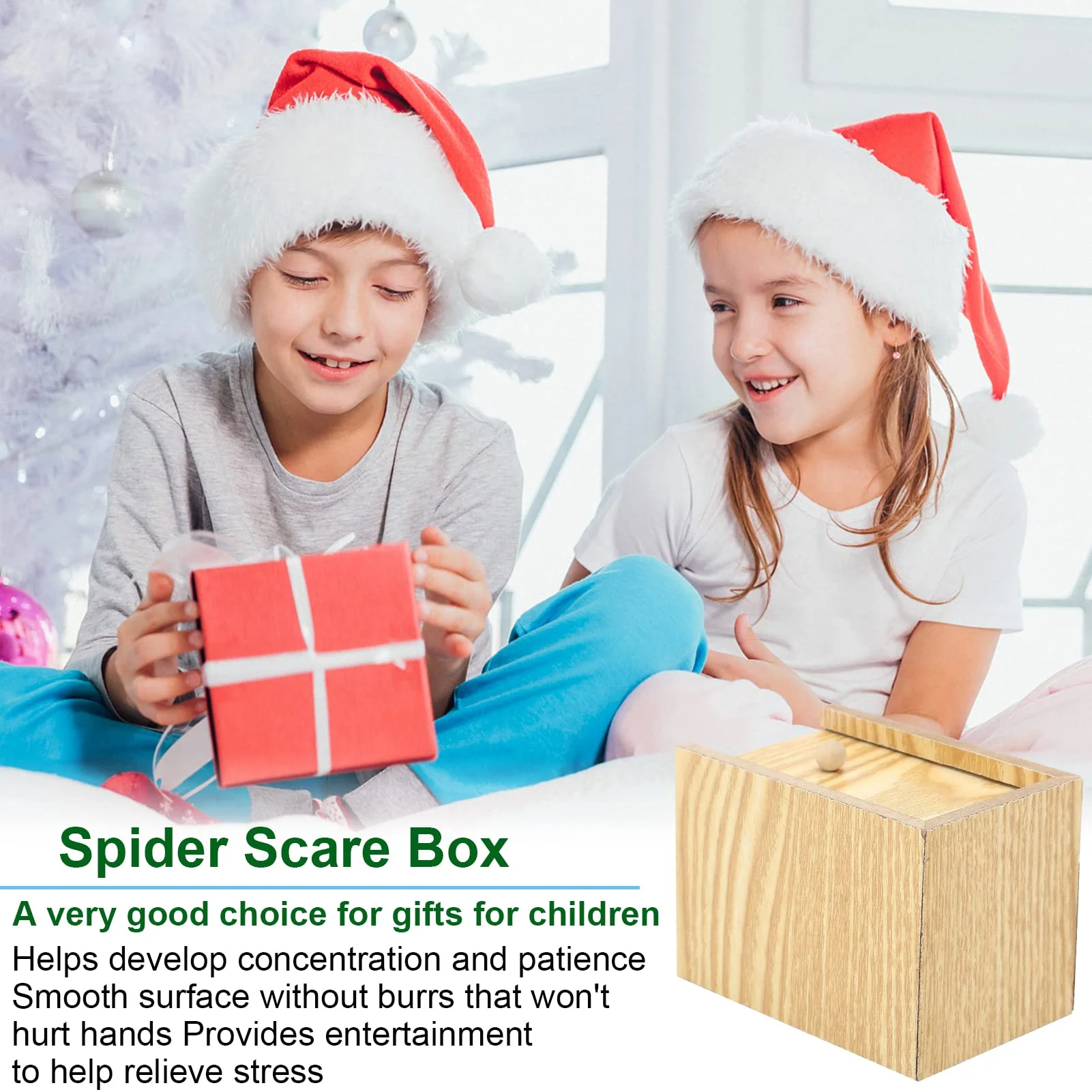 JIASHA 2PCS Spinne In Box Spinne Streich-Box Holz Streich Spinne Spinnen Prank Box Holz Prank Spider Scare Box Streich Spinne Scare Box, für Kinder Erwachsene Party Favors Gifts - Image 2