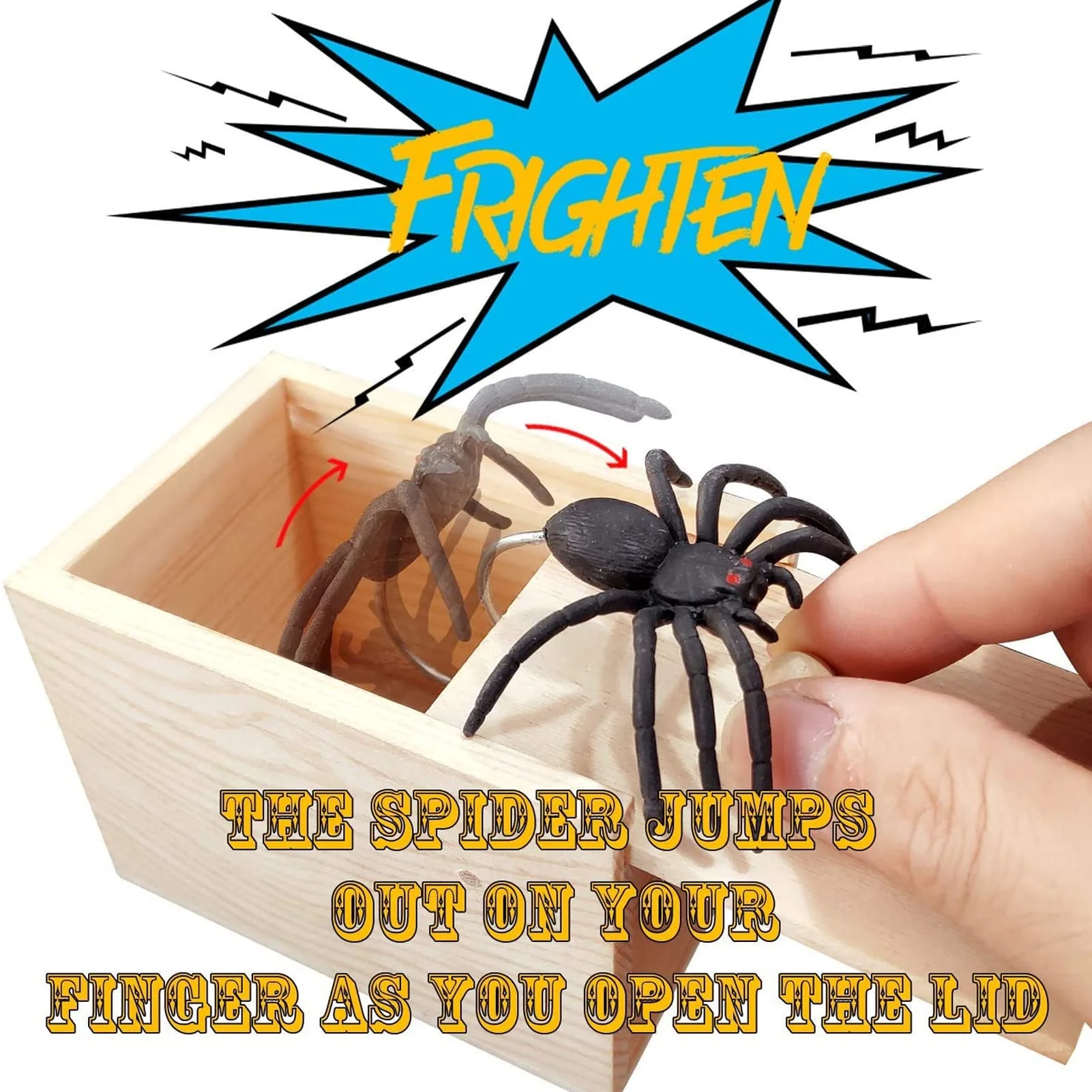 JIASHA 2PCS Spinne In Box Spinne Streich-Box Holz Streich Spinne Spinnen Prank Box Holz Prank Spider Scare Box Streich Spinne Scare Box, für Kinder Erwachsene Party Favors Gifts - Image 4