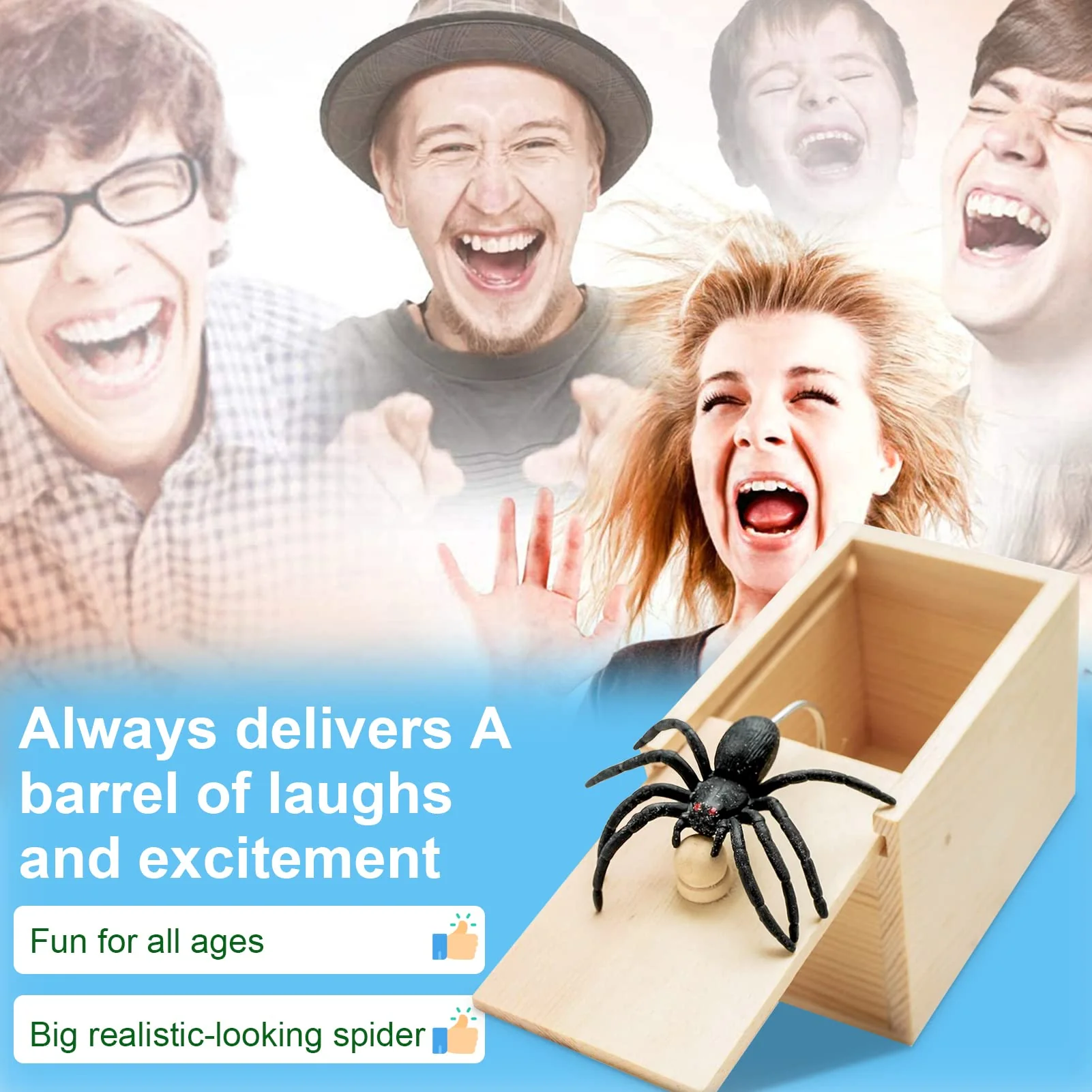 JIASHA 2PCS Spinne In Box Spinne Streich-Box Holz Streich Spinne Spinnen Prank Box Holz Prank Spider Scare Box Streich Spinne Scare Box, für Kinder Erwachsene Party Favors Gifts - Image 5