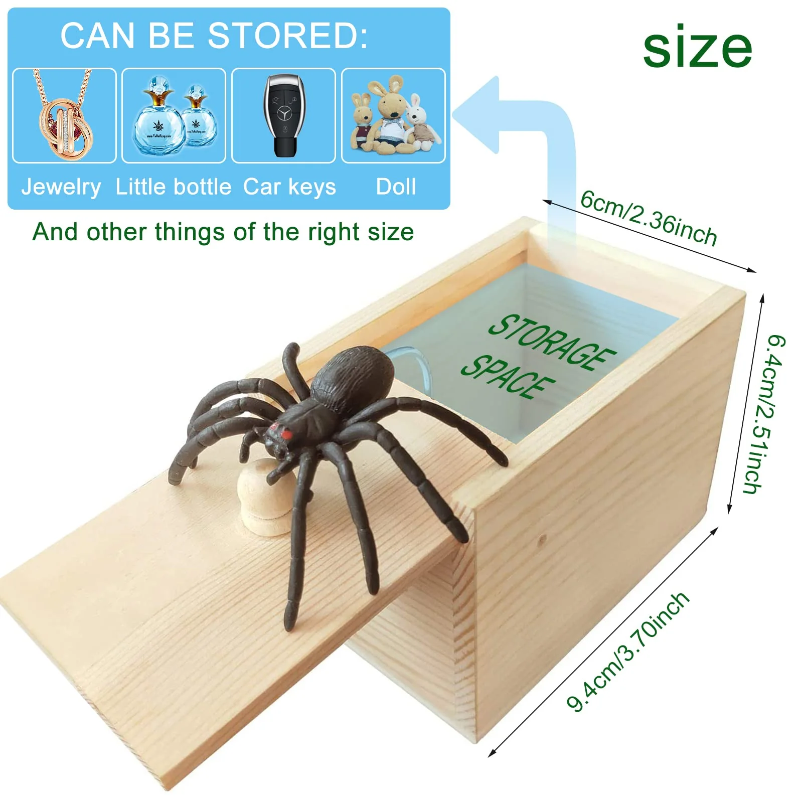 JIASHA 2PCS Spinne In Box Spinne Streich-Box Holz Streich Spinne Spinnen Prank Box Holz Prank Spider Scare Box Streich Spinne Scare Box, für Kinder Erwachsene Party Favors Gifts - Image 7