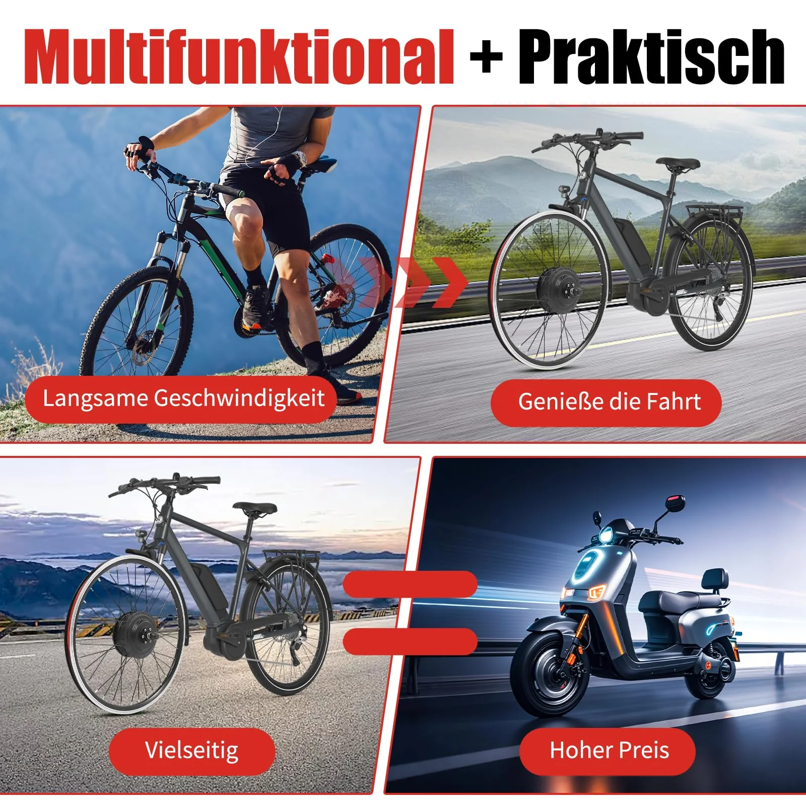 JINPRDAMZ 24 Zoll 500W 36V Ebike Umbausatz mit LCD Display, Frontmotor Fahrrad E-Bike Hub Umbausatz, E-Bike Vorderrad Umbausatz Kit Elektrofahrrad Umbausatz - Image 4