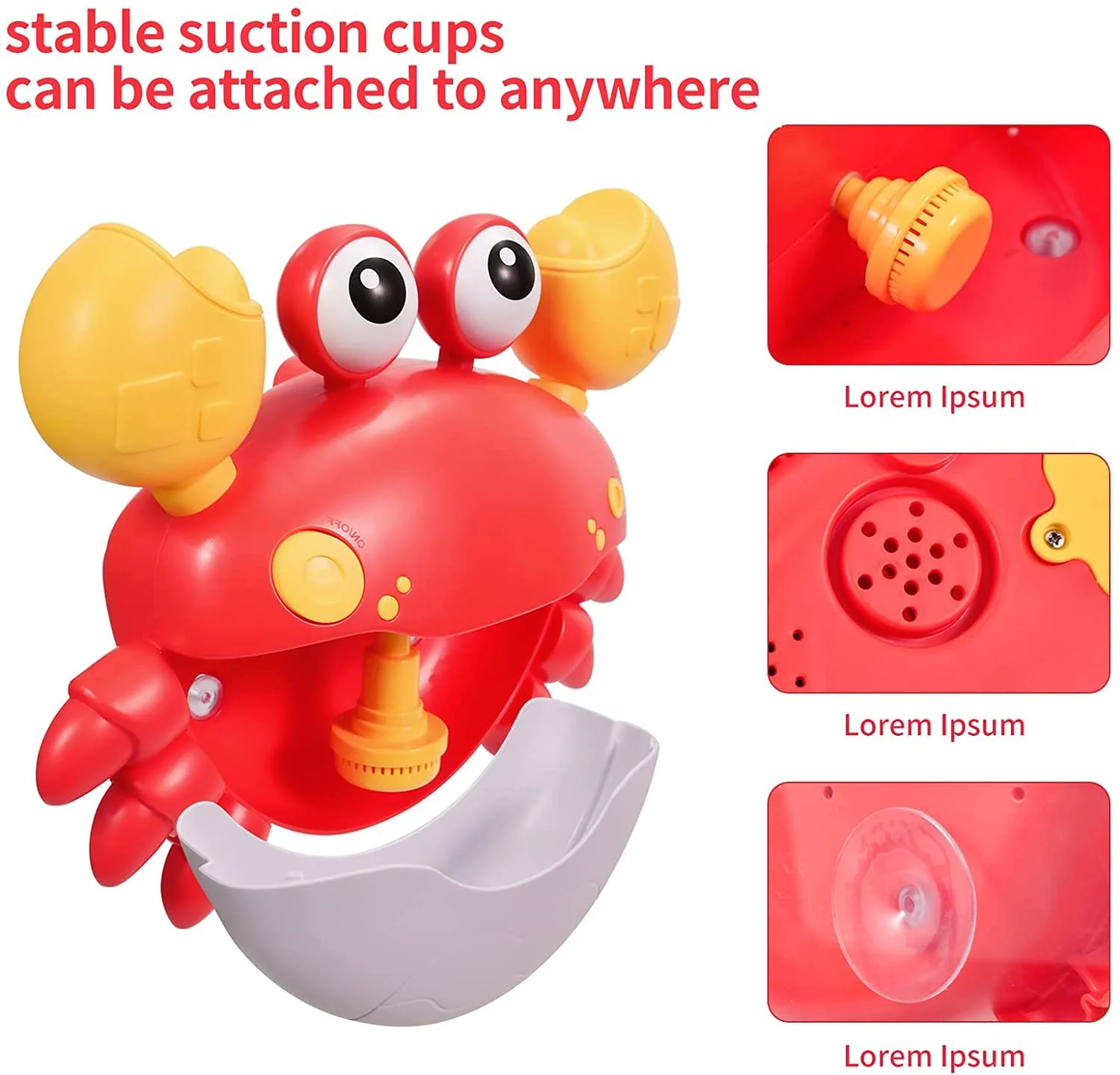 Jiosdo Badewannenspielzeug, Krabbe Badespielzeug Bubble Mit Musik, Badespielzeug Baby ab 1 2 3 4 Jahr, Badewanne Spielzeug Wasserspielzeug Kinder, Geschenke für Jungen und Mädchen (rot) - Image 4
