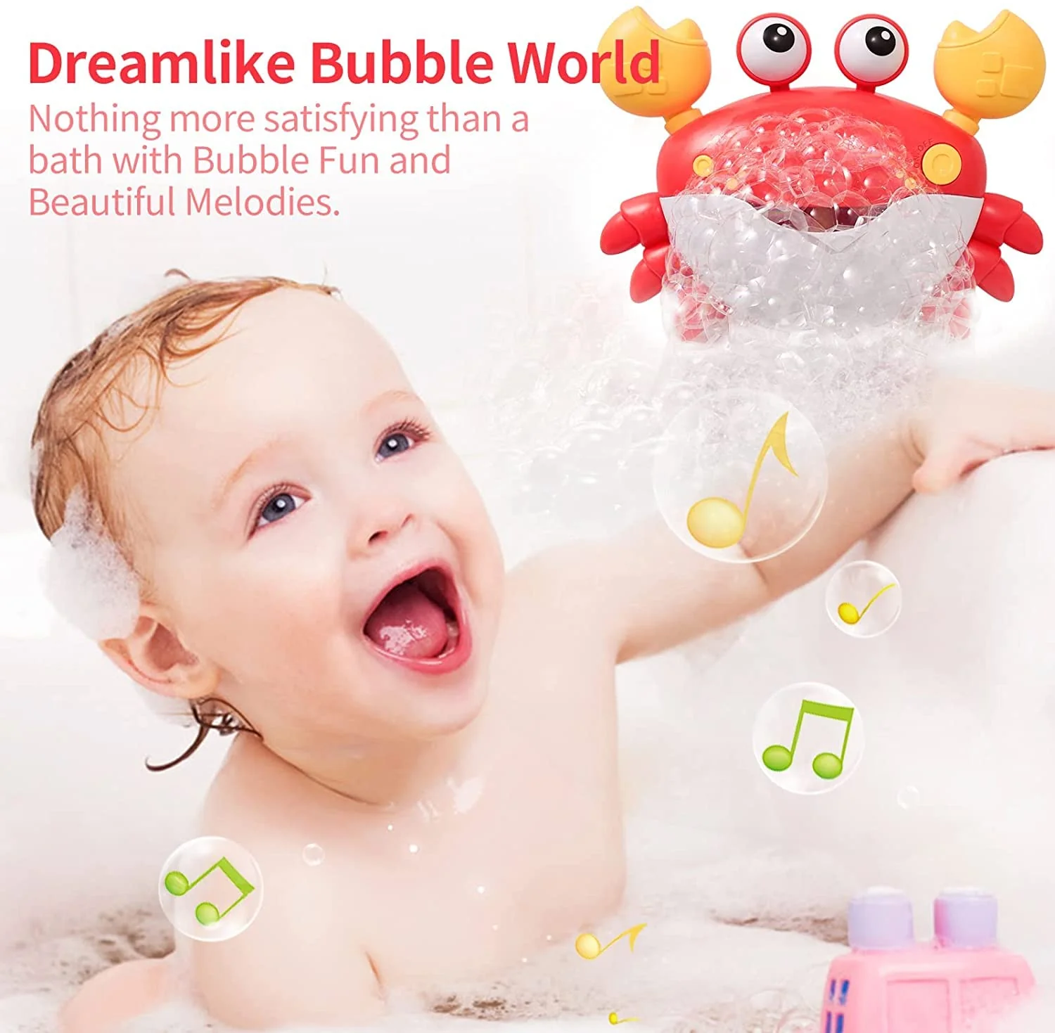 Jiosdo Badewannenspielzeug, Krabbe Badespielzeug Bubble Mit Musik, Badespielzeug Baby ab 1 2 3 4 Jahr, Badewanne Spielzeug Wasserspielzeug Kinder, Geschenke für Jungen und Mädchen (rot) - Image 6