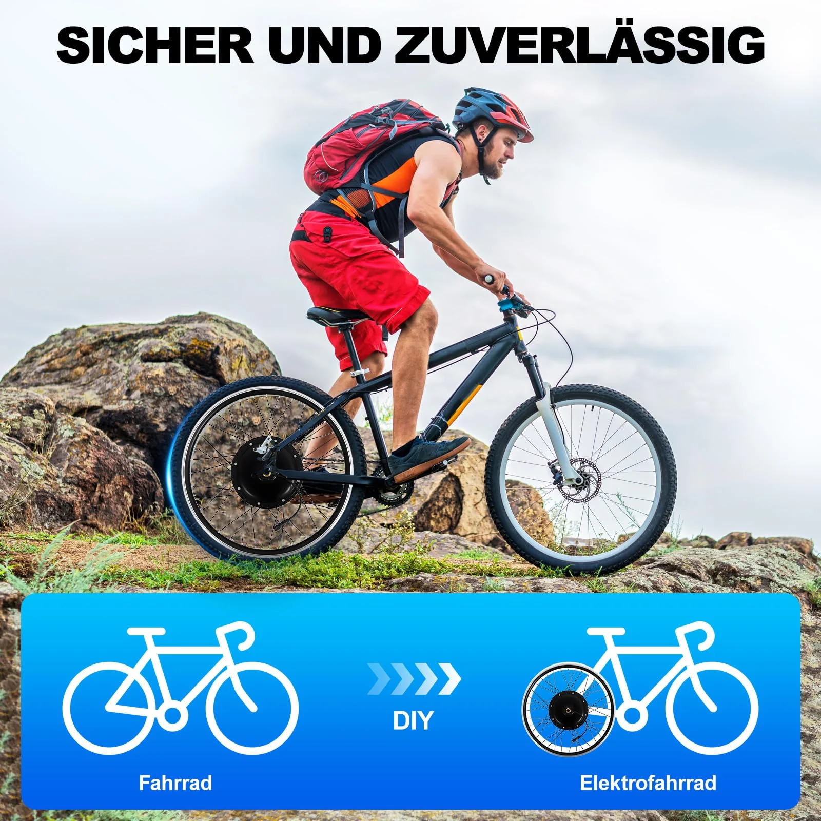 jiumxliu 26 Zoll 48V Ebike Umbausatz 1500W Elektrofahrrad Umbausatz Heckmotor Bürstenloser Getriebemotor Ebike Conversion Kit 31.05 km/h, 5-Stufen PAS, Tempomat, LCD-Display - Image 3