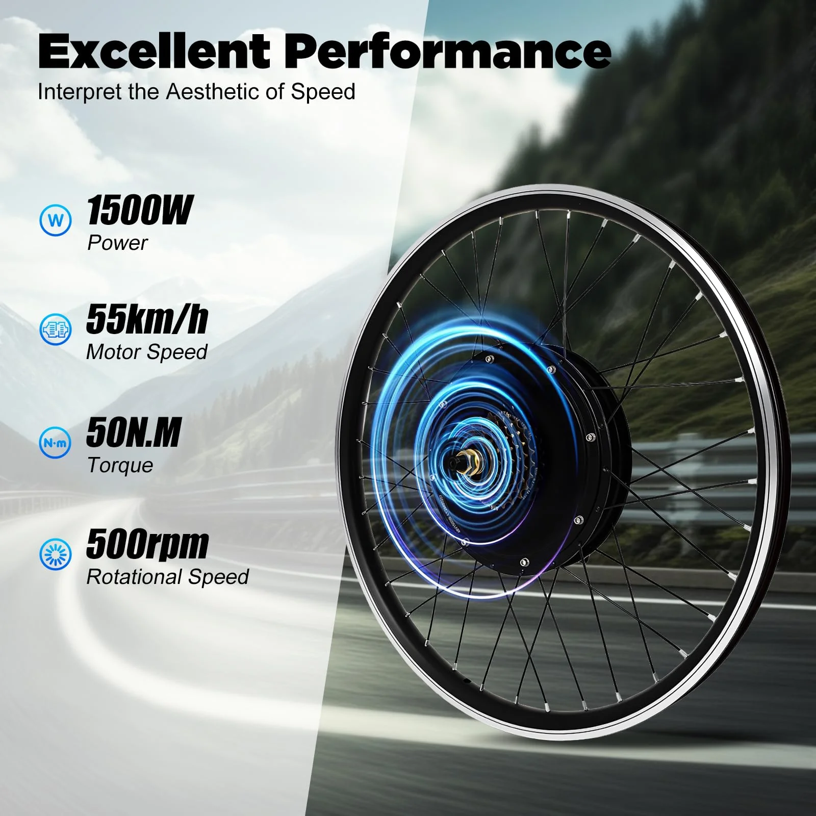 jiumxliu 26 Zoll 48V Ebike Umbausatz 1500W Elektrofahrrad Umbausatz Heckmotor Bürstenloser Getriebemotor Ebike Conversion Kit 31.05 km/h, 5-Stufen PAS, Tempomat, LCD-Display - Image 5