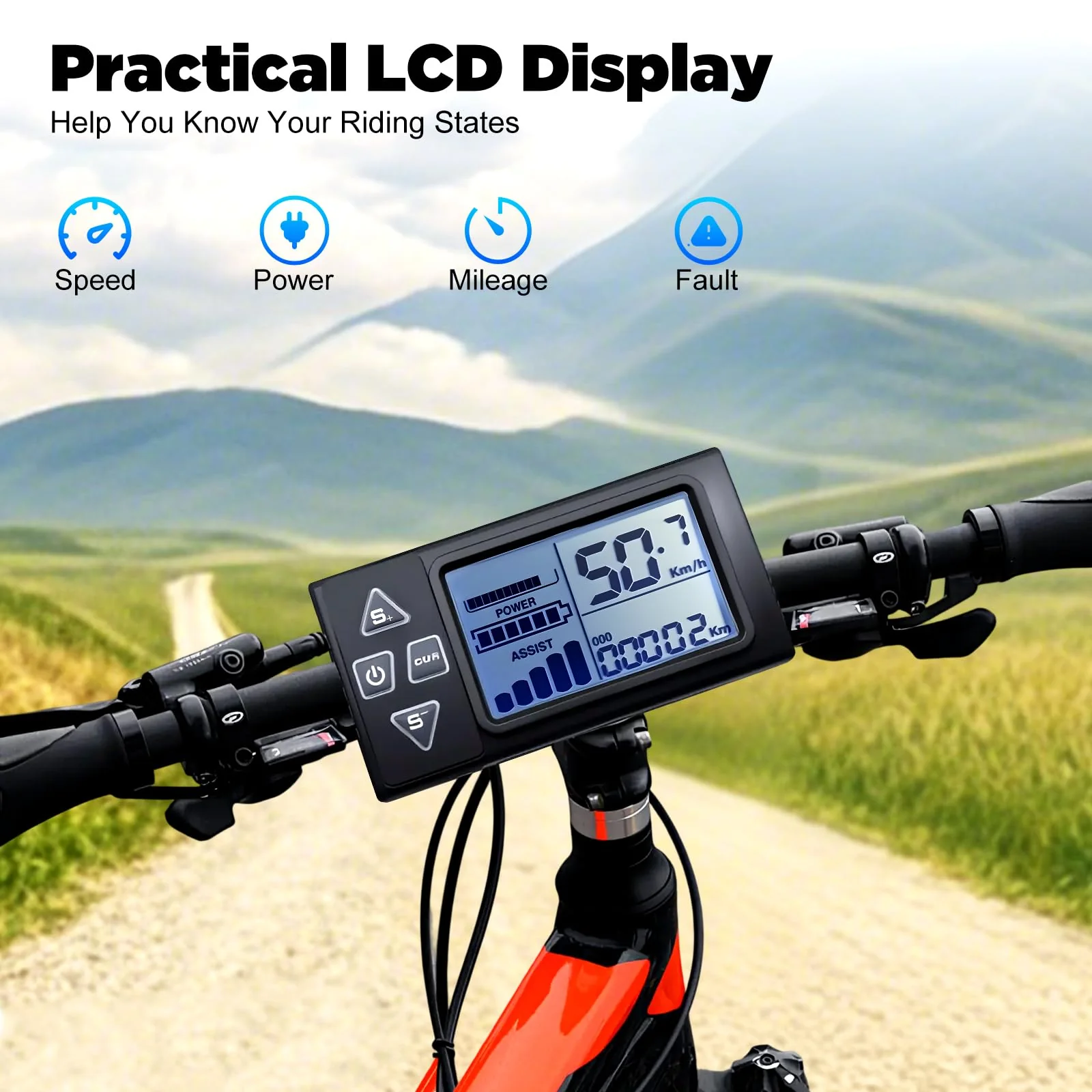jiumxliu 26 Zoll 48V Ebike Umbausatz 1500W Elektrofahrrad Umbausatz Heckmotor Bürstenloser Getriebemotor Ebike Conversion Kit 31.05 km/h, 5-Stufen PAS, Tempomat, LCD-Display - Image 6